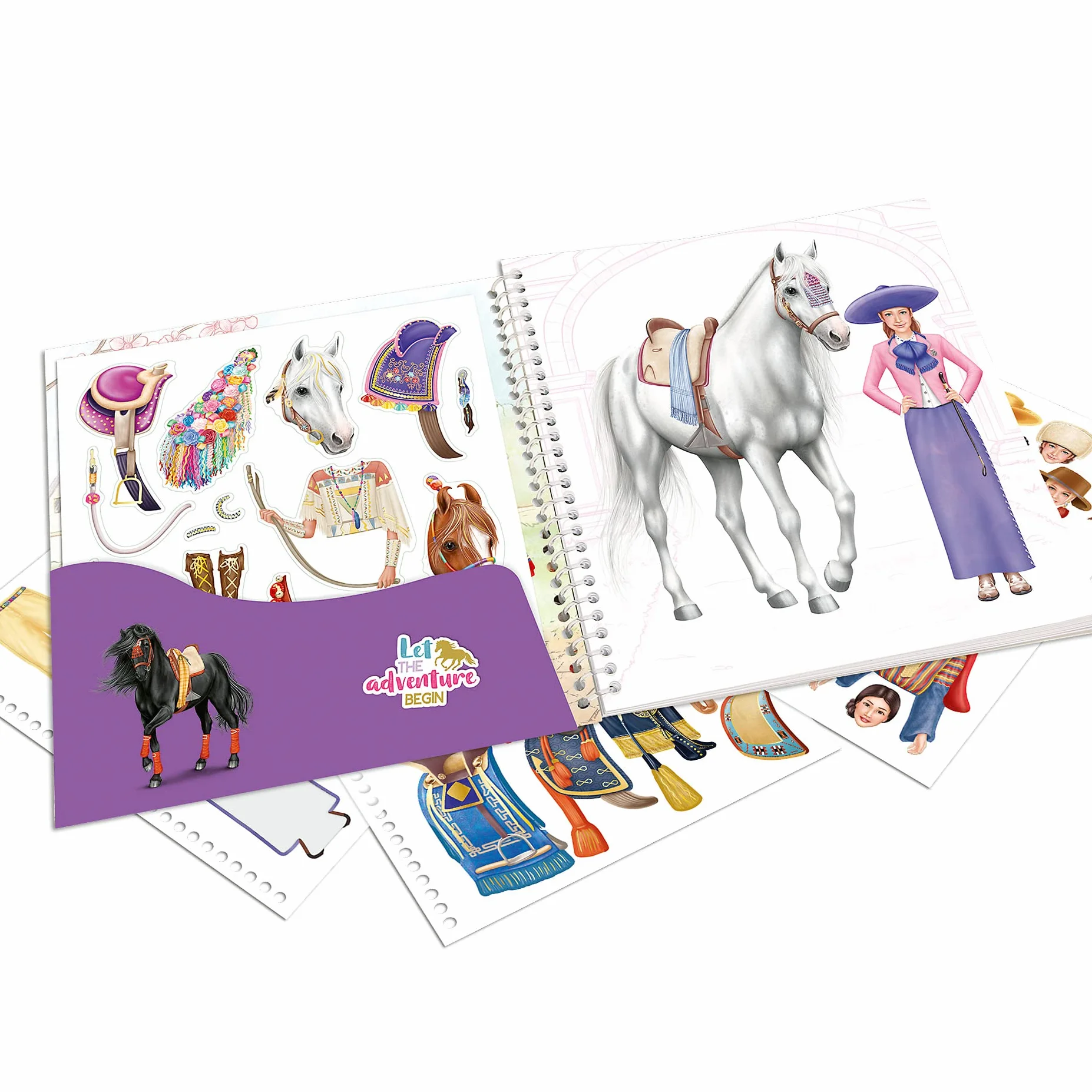 Depesche Miss Melody Dress Me Up Around The World Livre d'autocollants 24 Pages 11 Feuilles autocollants Chevaux