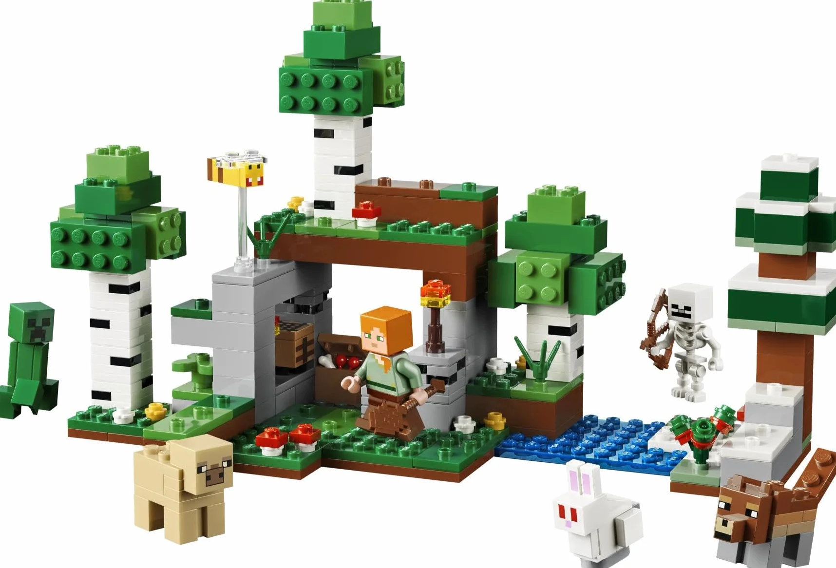 LEGO Minecraft L’Aventure de la Première Nuit 21593 Jeu Interactif 7 Figurines Alex Creeper Squelette Loup des Bois Cadeau Gaming 8 Ans