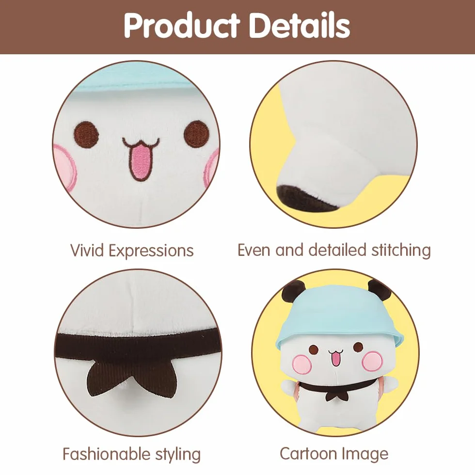 Peluche Budu Dudu 20 cm, 2 Pièces, Panda en Peluche, Oreiller Doux