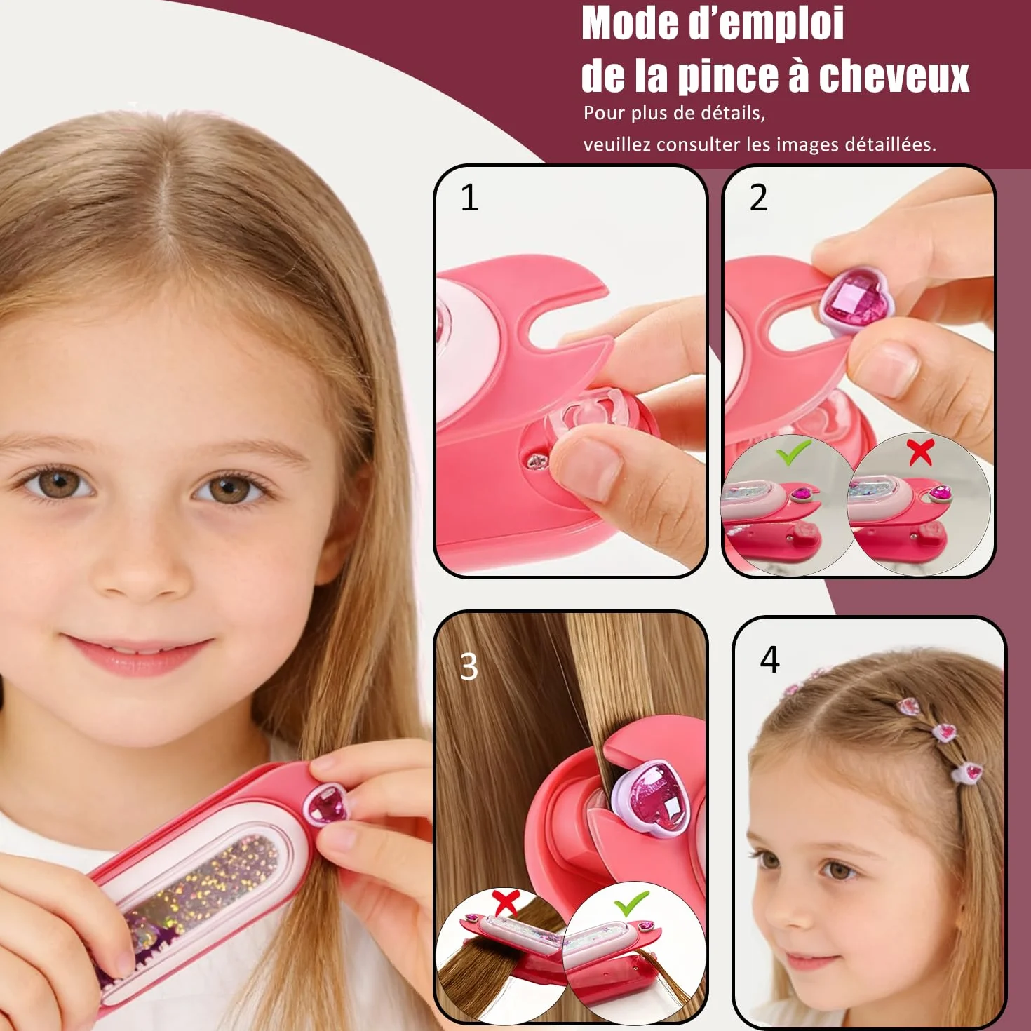 Kit de Strass Cheveux et Bracelet, Jouet Fille 5-12 Ans