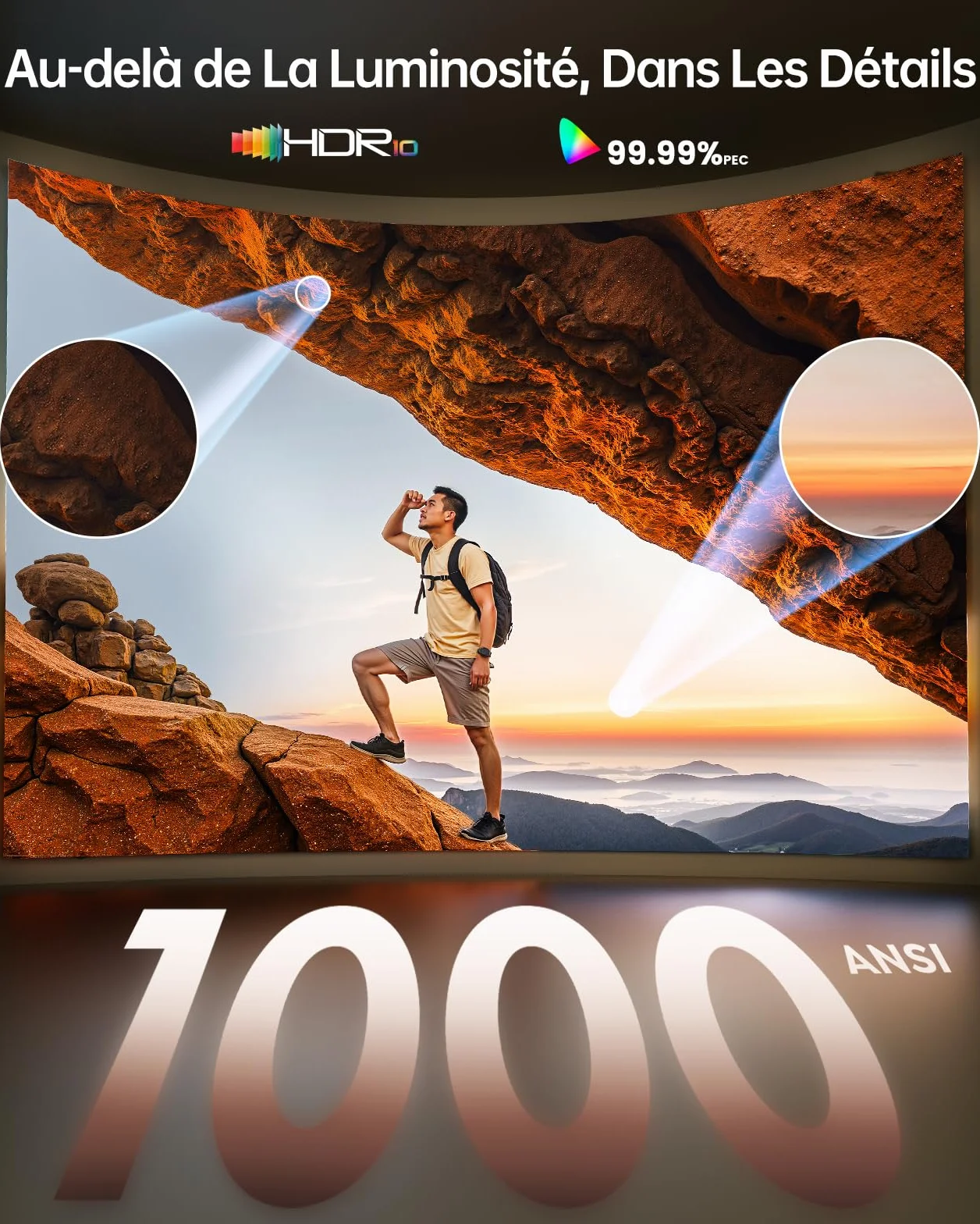 TOPTRO Vidéoprojecteur 4K 1000ANSI Portable WiFi6 Bluetooth Auto Focus Keystone 1080P FHD Home Cinéma