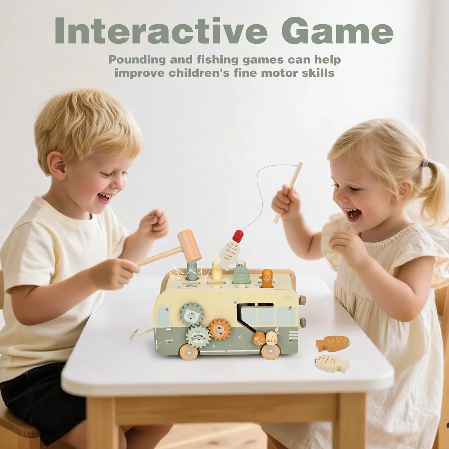 Vanplay Jouet Montessori 7 en 1 Xylophone Bebe en Bois pour Enfant 1 2 3 4 Ans