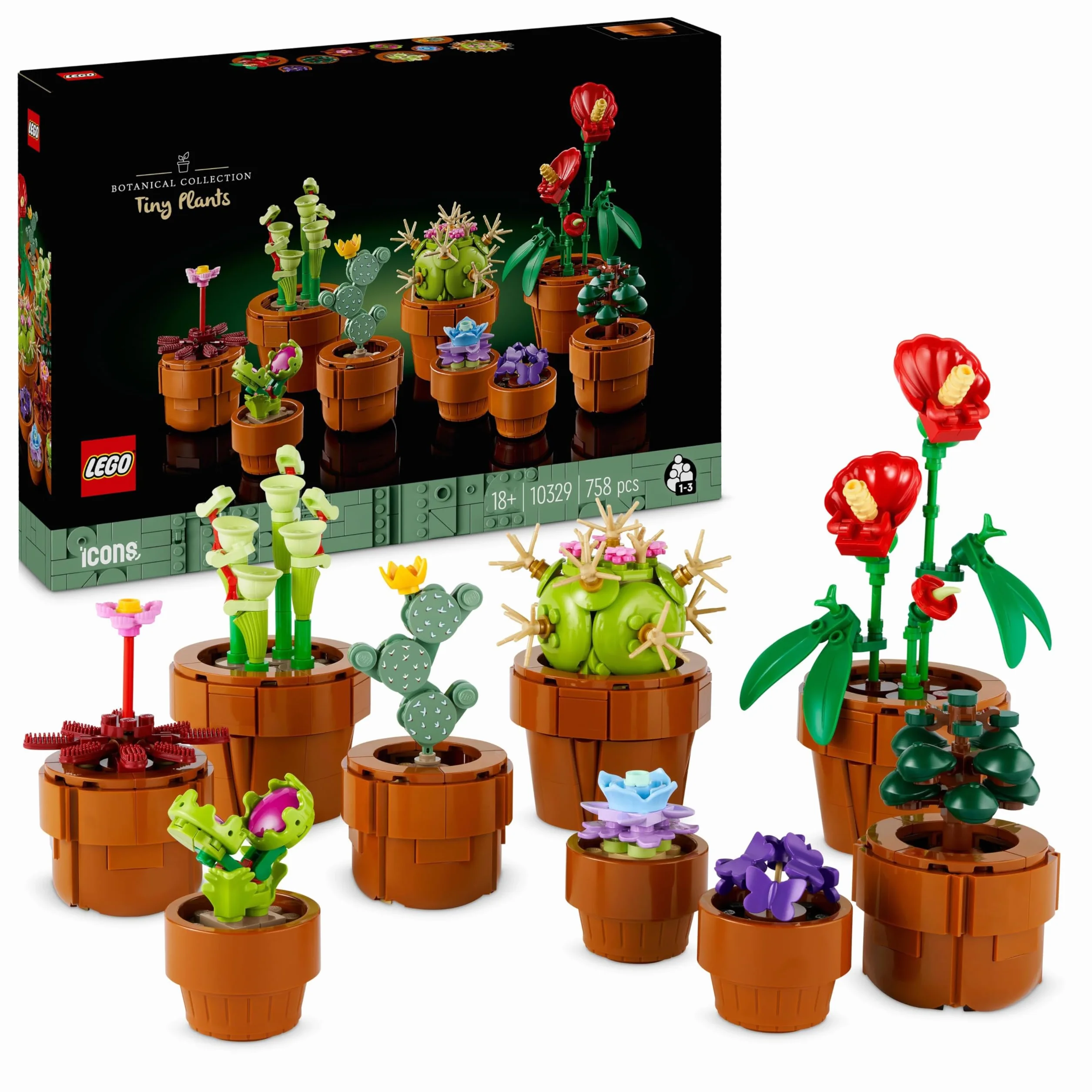 LEGO Botanicals Les Plantes Miniatures 10329 9 Plantes artificielles Cactus à Construire pour Adulte