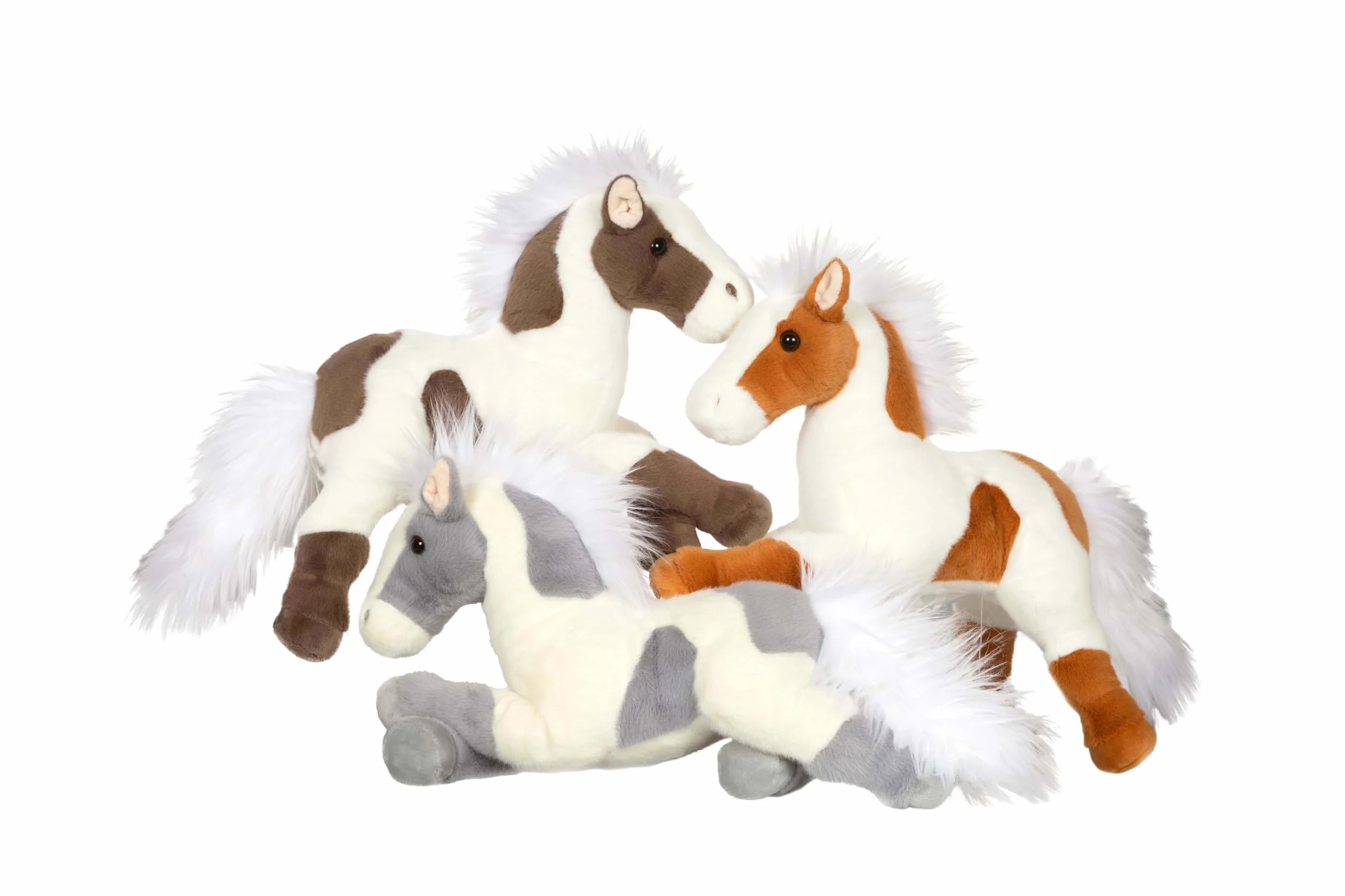 Peluche Cheval ALLONGE 40 CM Marron Fonce Blanc Gipsy Toys