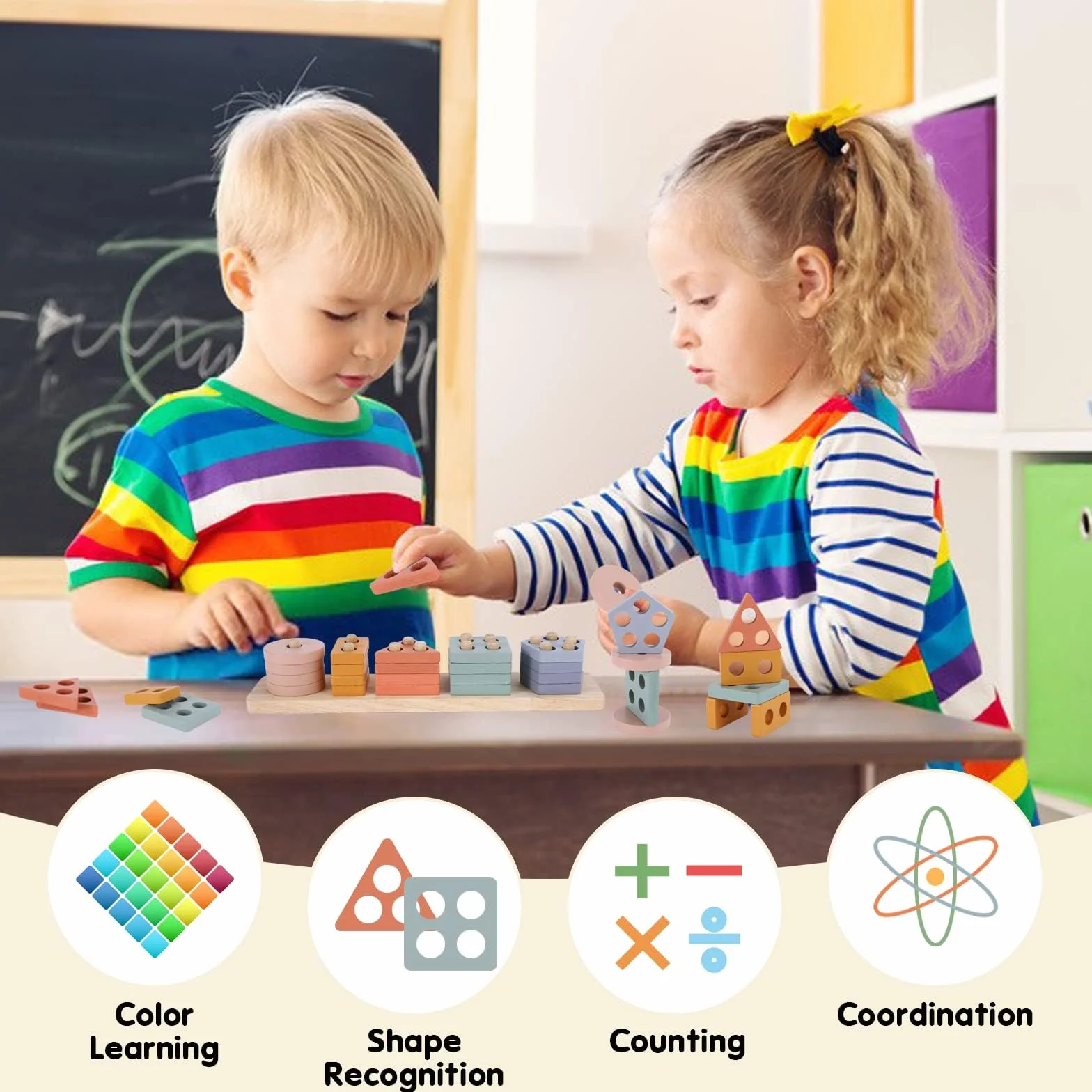 Jouets Puzzle en Bois Montessori 1 2 3 Ans, Jeu d'Activité et Développement pour Enfants 1 an