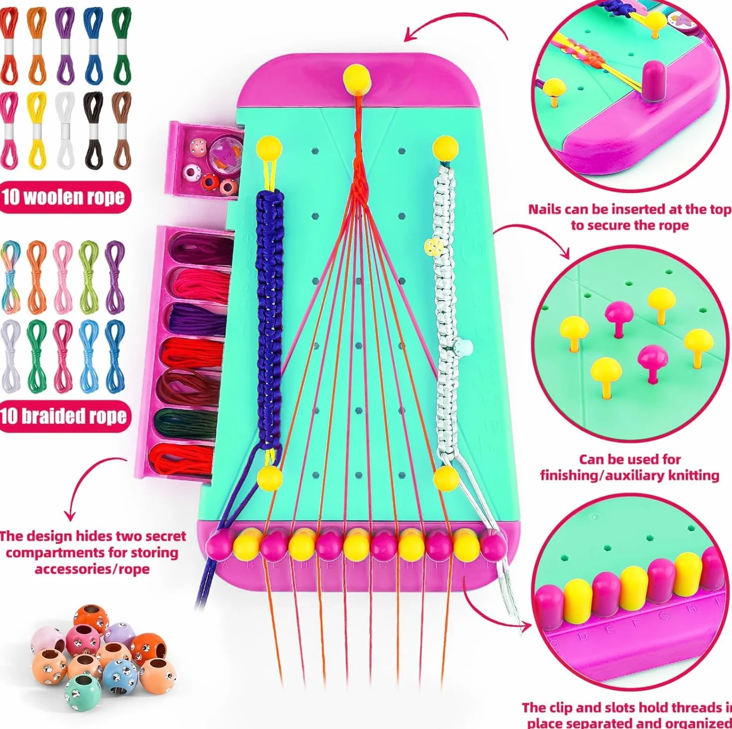 Kit Bracelet Brésilien pour Enfants 8-12 Ans, Fabrication de Bracelets d'Amitié Filles Cadeaux Noël Anniversaire