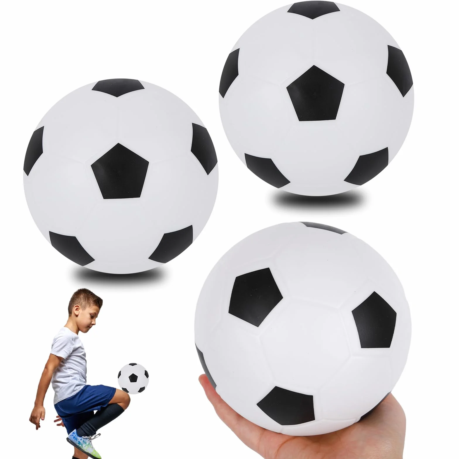 Lot de 3 Mini Ballons de Football 16 cm Gonflable Souple pour Enfants
