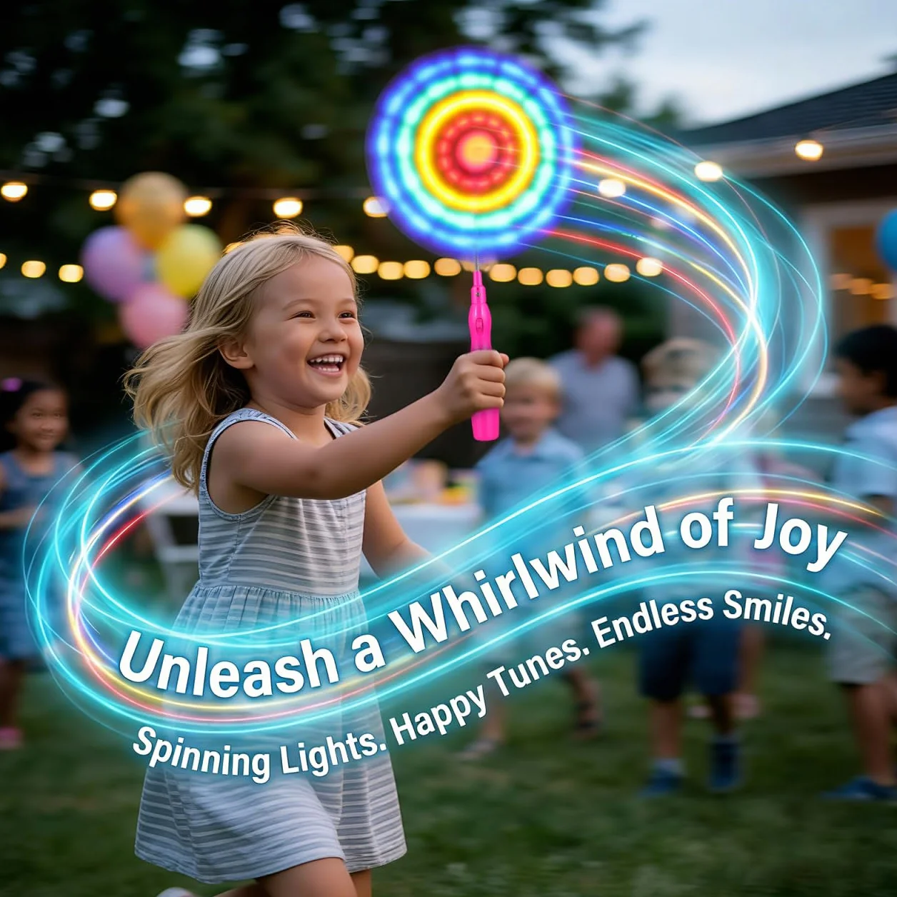 SHINEOFI 3pcs Moulins à Vent Lumineux pour Enfants avec Lumières LED et Musique - Moulins à Vent Colorés Qui Tournent, Articles de Fête