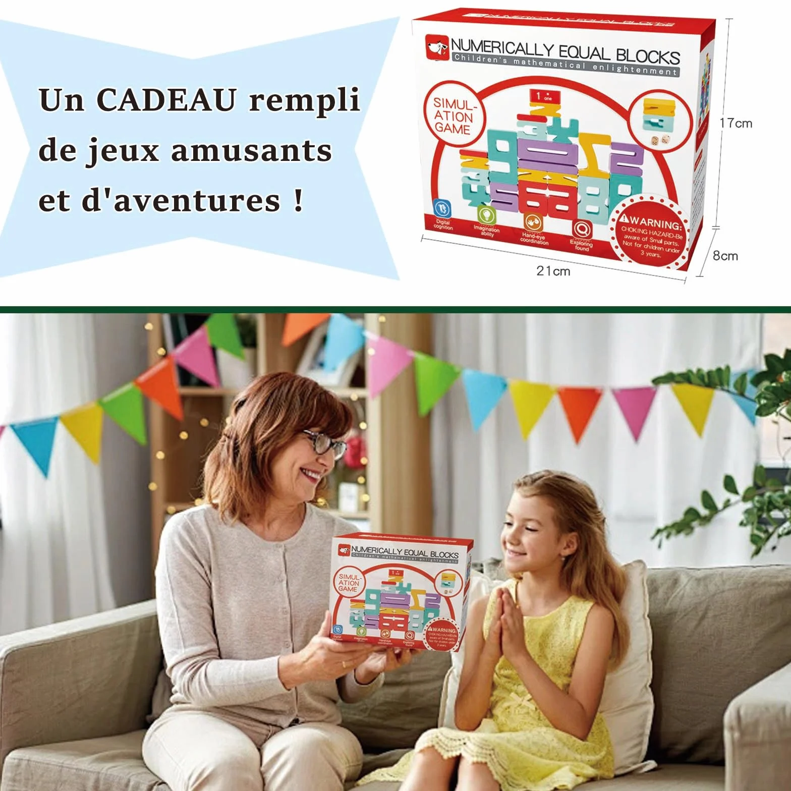 Jouet Enfant 3-6 Ans, Jeux Montessori, Blocs de Construction des Nombres, Jouets en Bois, Cadeau Fille Garcon
