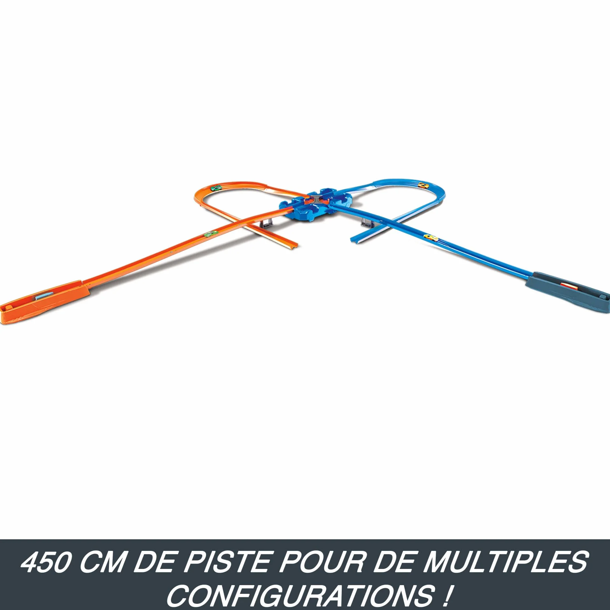 Hot Wheels Track Builder Deluxe Boîte de Construction, 6 mètres de Piste, 2 Voitures de Course, Jouet Enfant GGP93