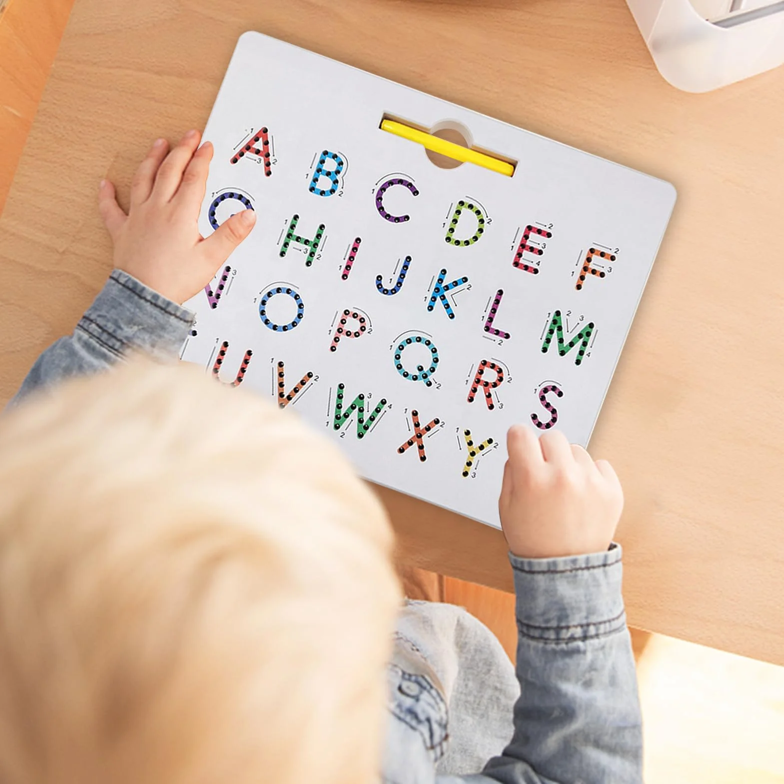Tableau Magnétique Alphabet 2 en 1 – Jouet d'Apprentissage des Lettres STEM, Activité d'Écriture Interactive, Jeu Éducatif en Acier Magnétique