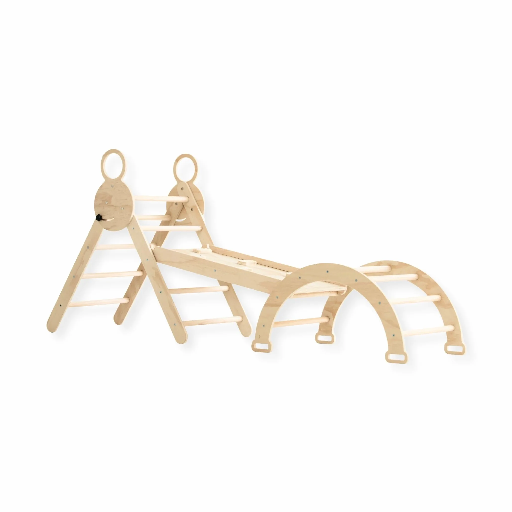 Arche en Bois Montessori avec Rampe et Toboggan 176x47x82 cm Naturel