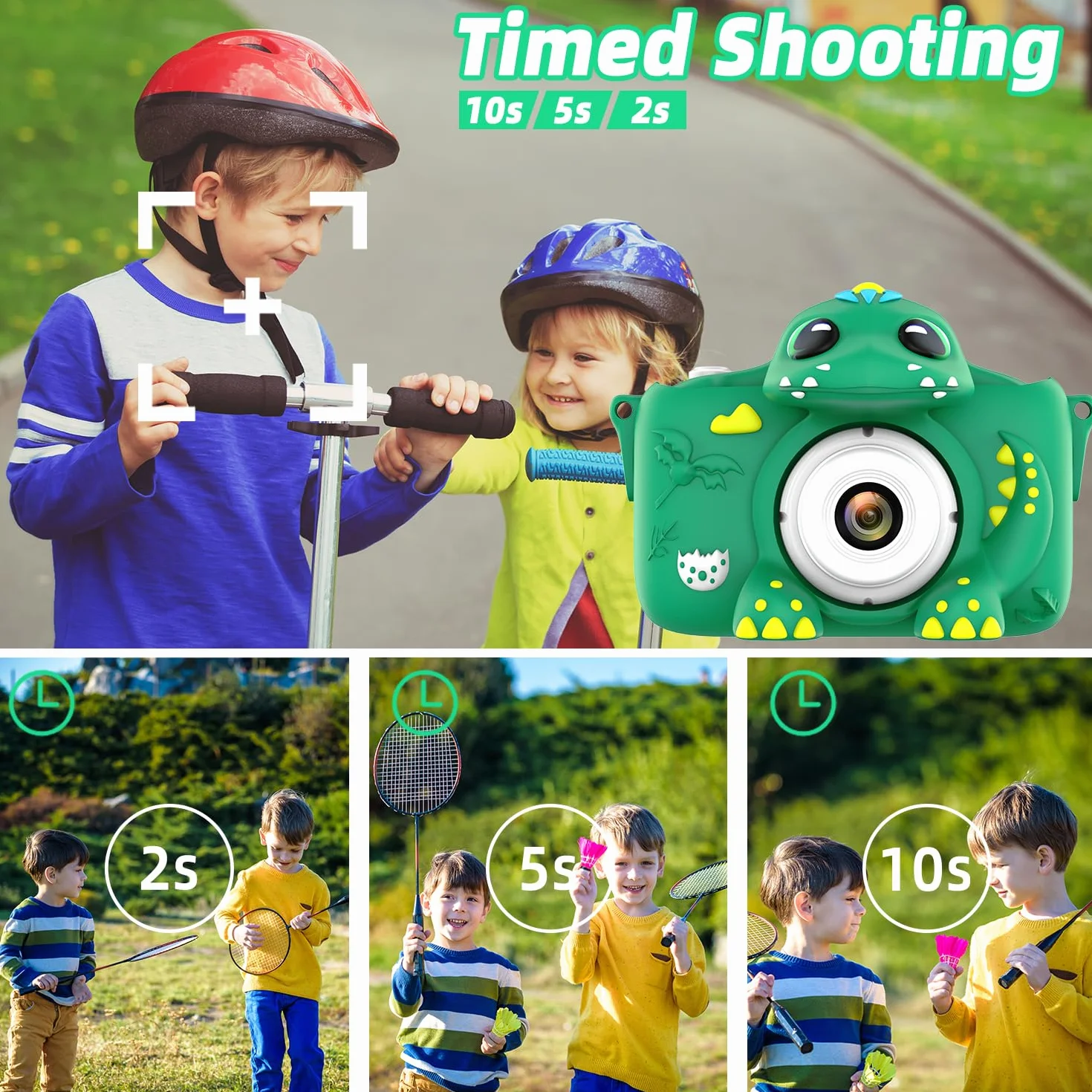 Appareil Photo Numérique Enfant 2.0 Pouces 1080P HD Mini Caméra avec Carte 64GB Cadeau Anniversaire 3-10 Ans