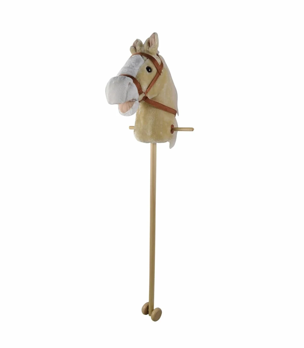 Tête de Cheval avec bâton Deluxe - Jouet Cheval avec Sons et Roulettes - Marron Clair - Hauteur 90 cm