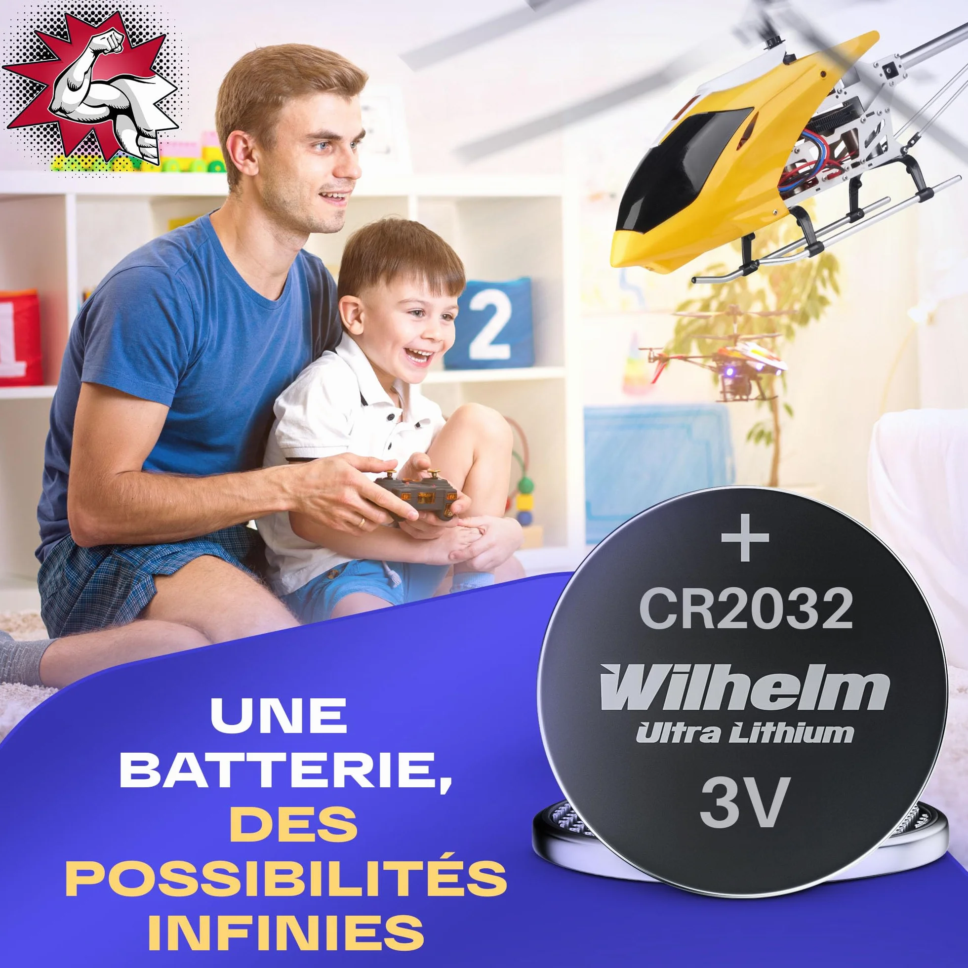 Piles CR2032 Batterie au Lithium Haute Performance Wilhelm