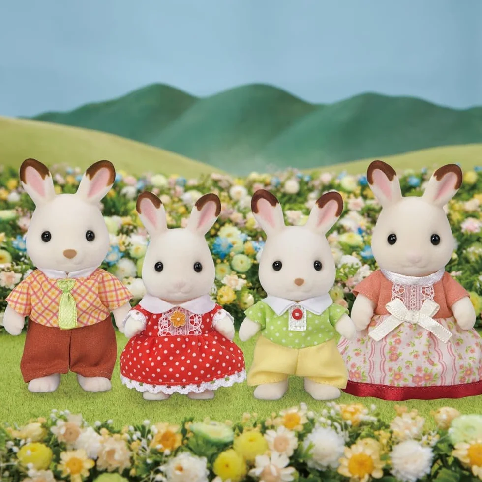 Sylvanian Families La famille Lapin Chocolat Set 4 figurines animaux miniatures jouet enfant 3 ans+