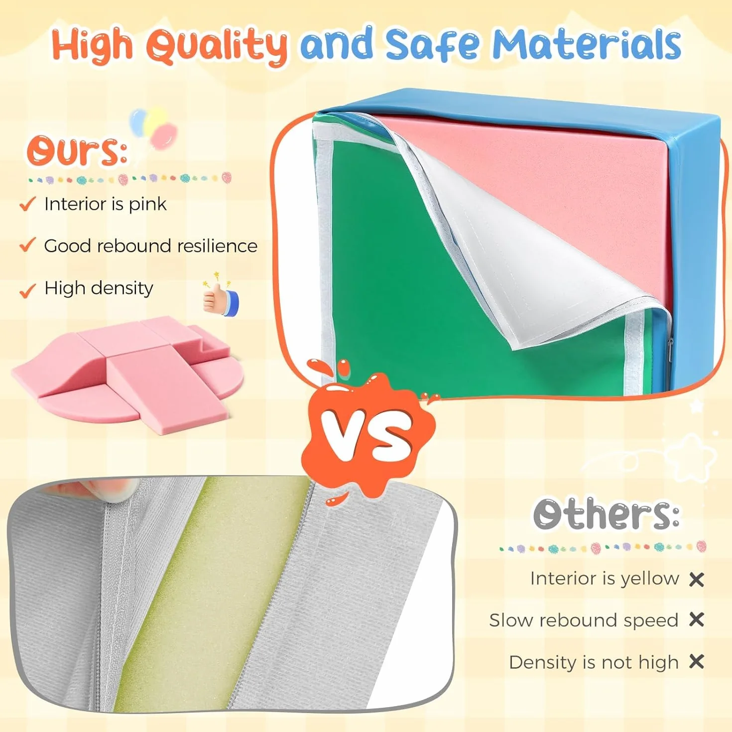 Blocs de construction en mousse pour enfants, lot de 6, non toxiques, sans odeur, housse antidérapante, escalade d'intérieur