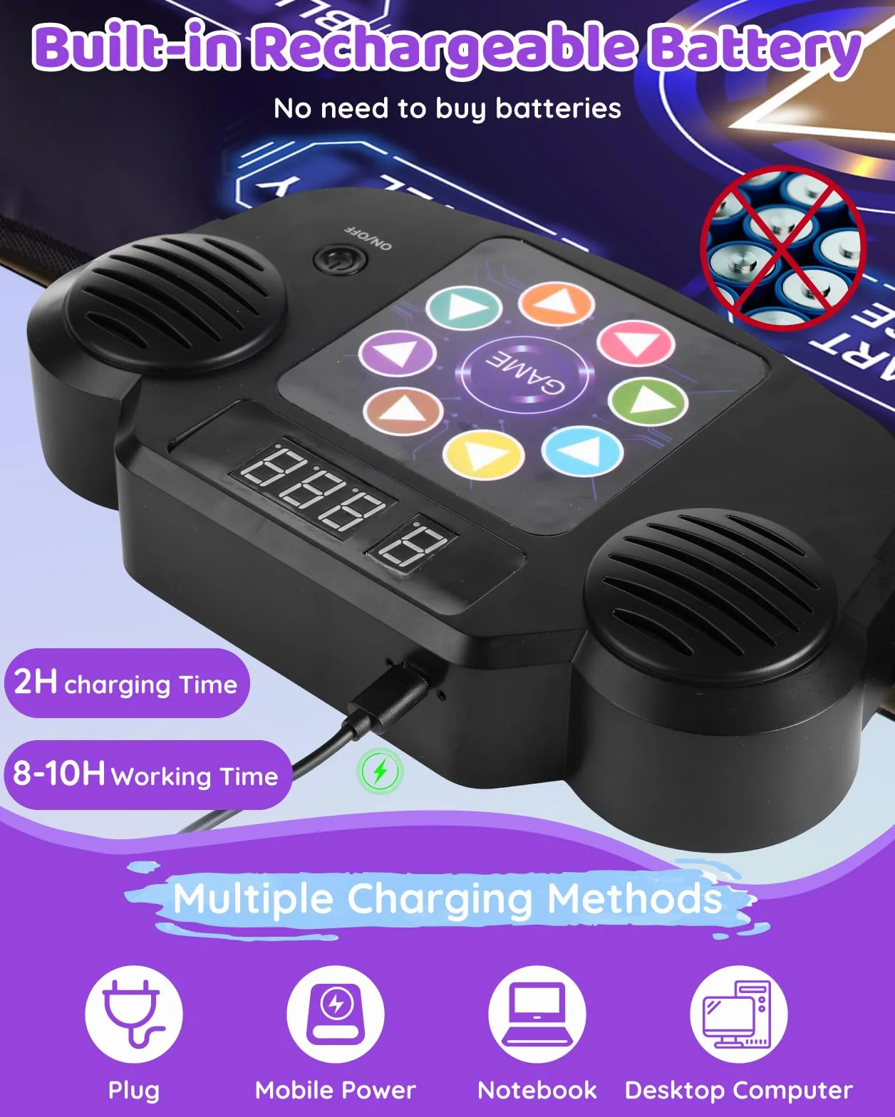 Gleamkid Tapis de Danse Bluetooth pour Enfants, Lumineux 8 Flèches, 8 Modes, 3 Niveaux, Volume Réglable