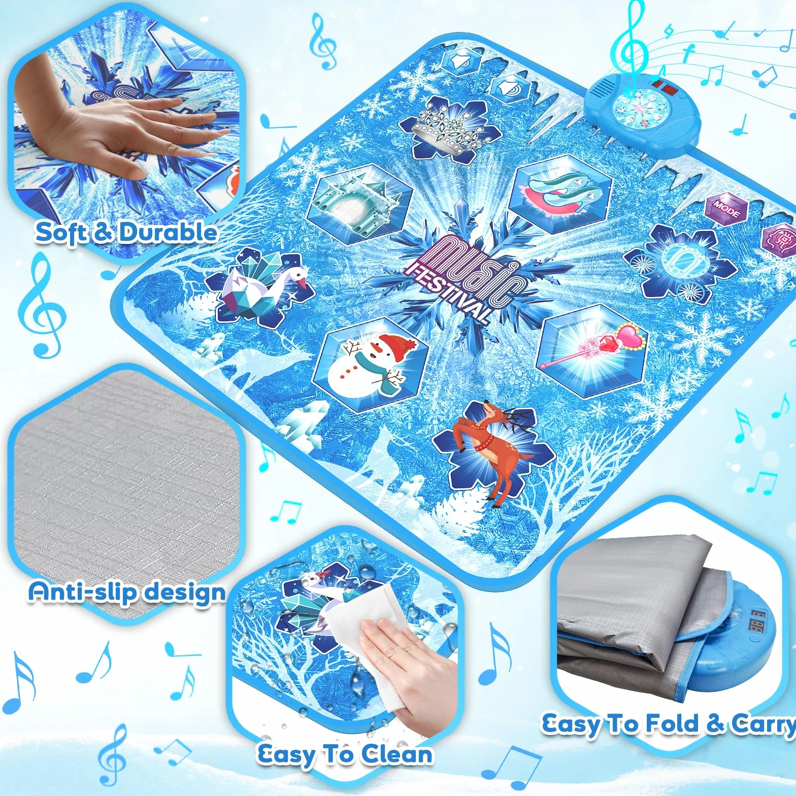 Tapis de Danse pour Enfants avec Musique LED 6 Modes Jeu Cadeau Noël Garçons Filles 3-9+