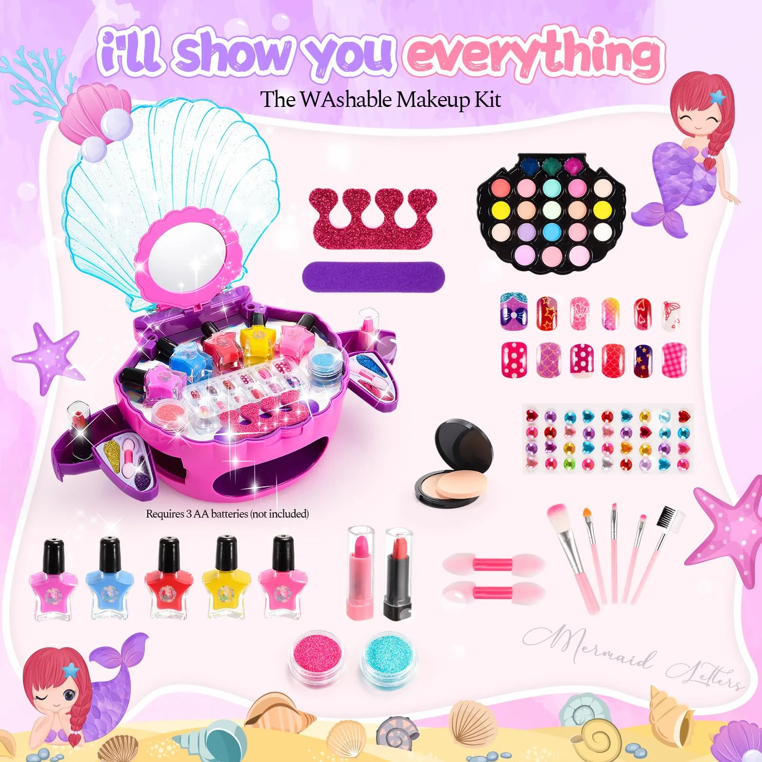 Maquillage Enfant Fille Coffret Maquillage pour Enfants 4-10 Ans Vernis Enfant à l'eau Cadeau Noël Anniversaire