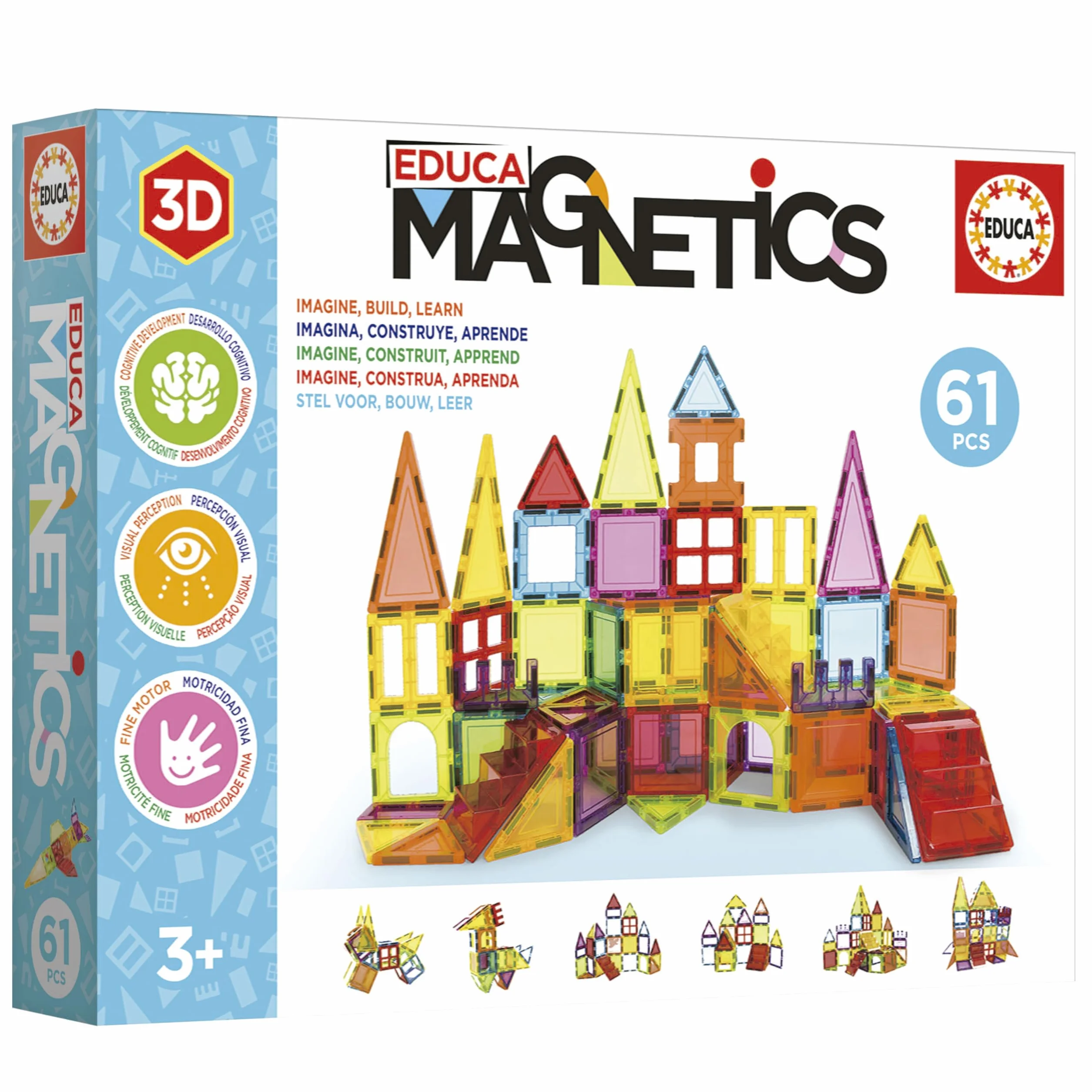 Educa Magnetics Jeu éducatif de Construction 3D magnétique 61 pièces Enfants