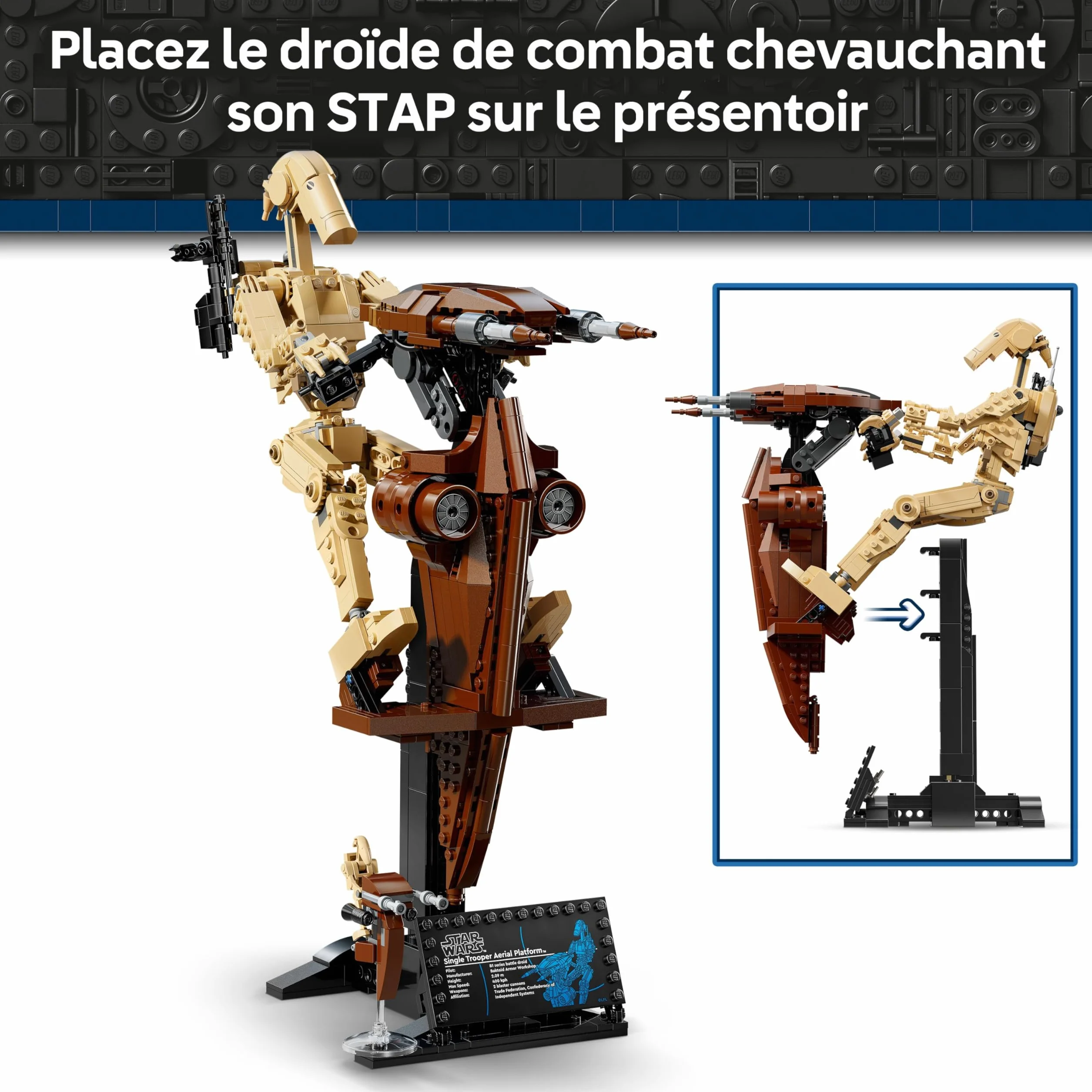 LEGO Star Wars 75428 La Menace Fantôme Droïde de Combat sur Son STAP Jeu de Construction Figurine Droïde Speeder Cadeau Collector 12 Ans