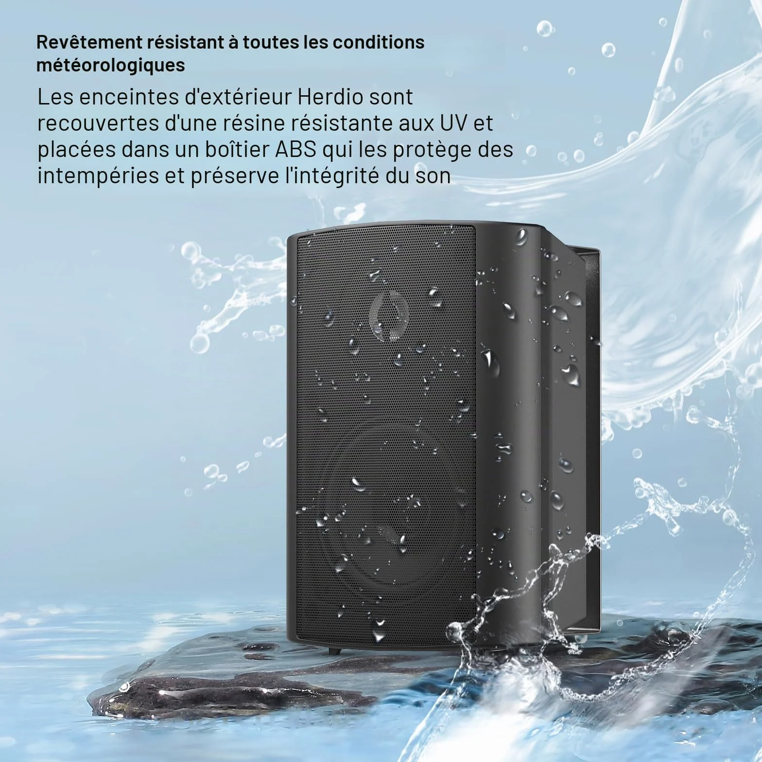Herdio 4 Pouces Enceinte d'Extérieur Bluetooth 200W 2 Voies Etanche Haut-parleur Extérieur Noir