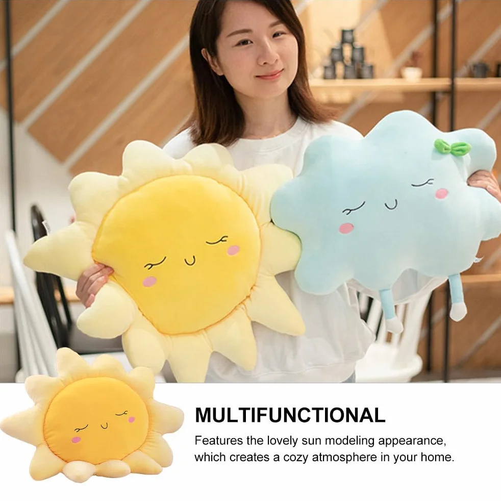 Oreiller Peluche Soleil Créatif 40x40x10cm Coussin Doux Enfants Décoration Chambre