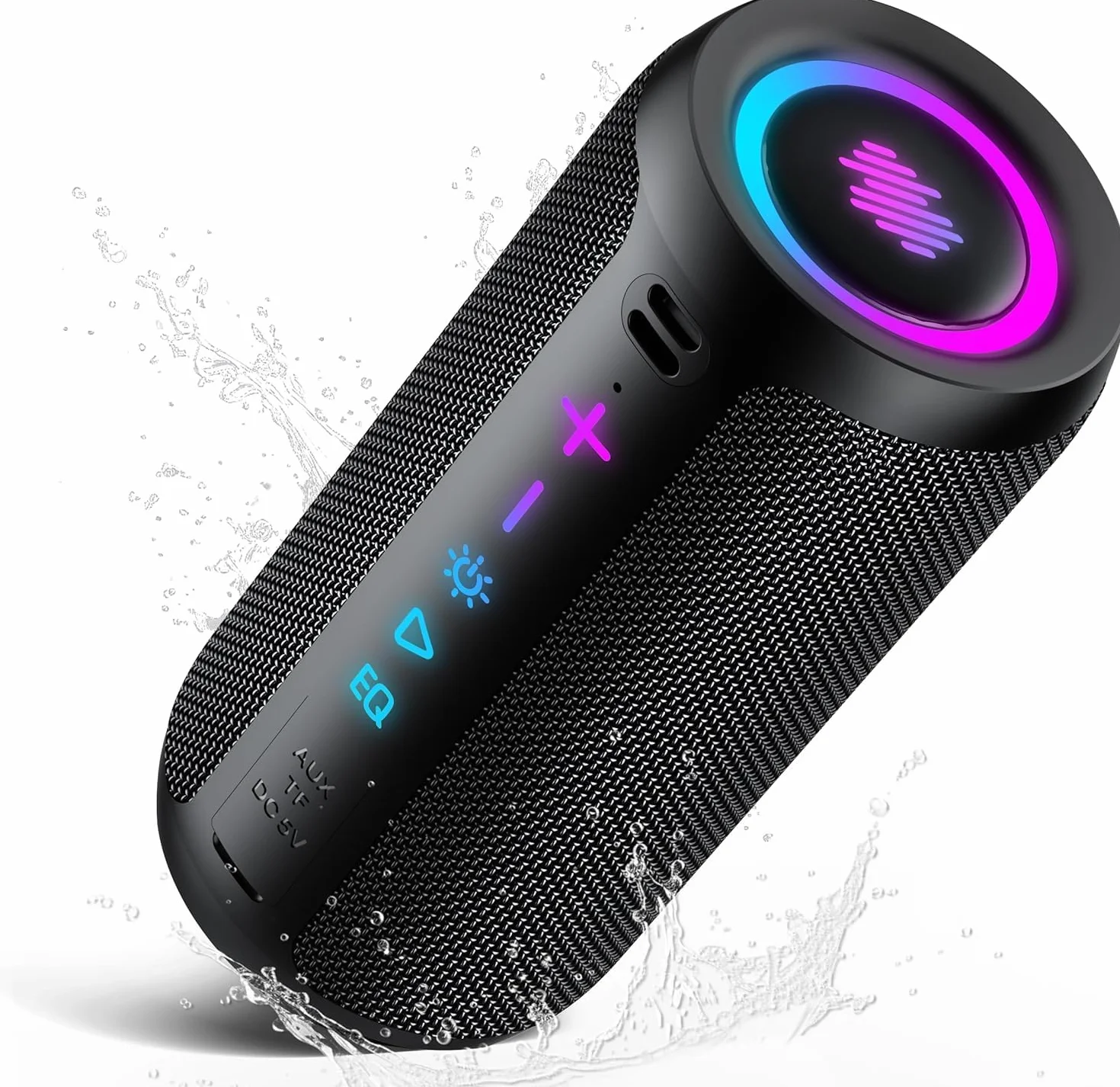 Enceinte Bluetooth 5.4 sans Fil 30W IPX7 Autonomie 30H Son Surround 360° TWS Noir