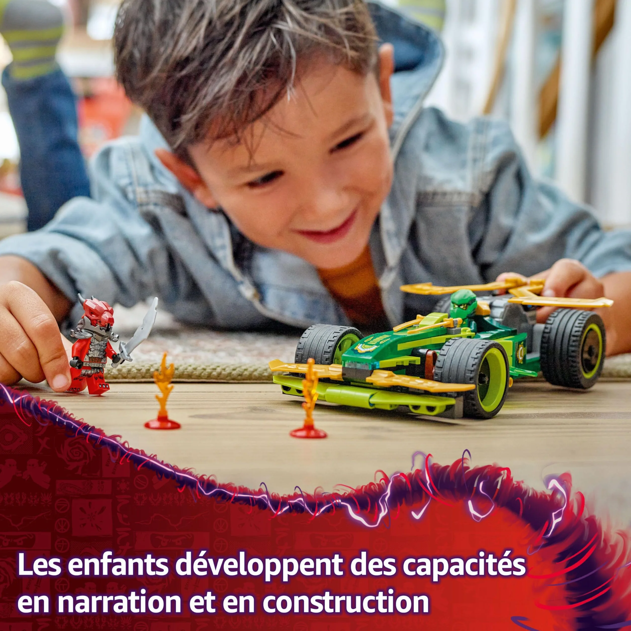 LEGO Ninjago Voiture de Course à rétrofriction Lloyd - Véhicule Sport à Construire avec 2 Minifigurines - Cadeau garçon 7 Ans 71828