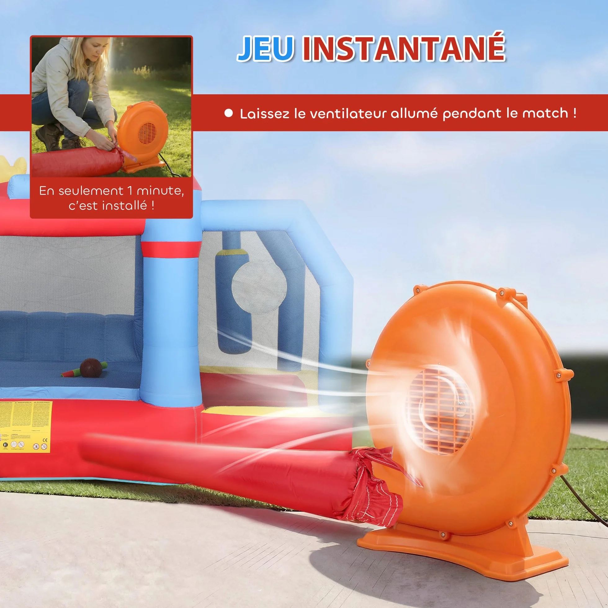 AIYAPLAY Château Gonflable 5 en 1 avec Souffleur et Pistolet à Eau, Parc Aquatique Enfants 3-8 Ans