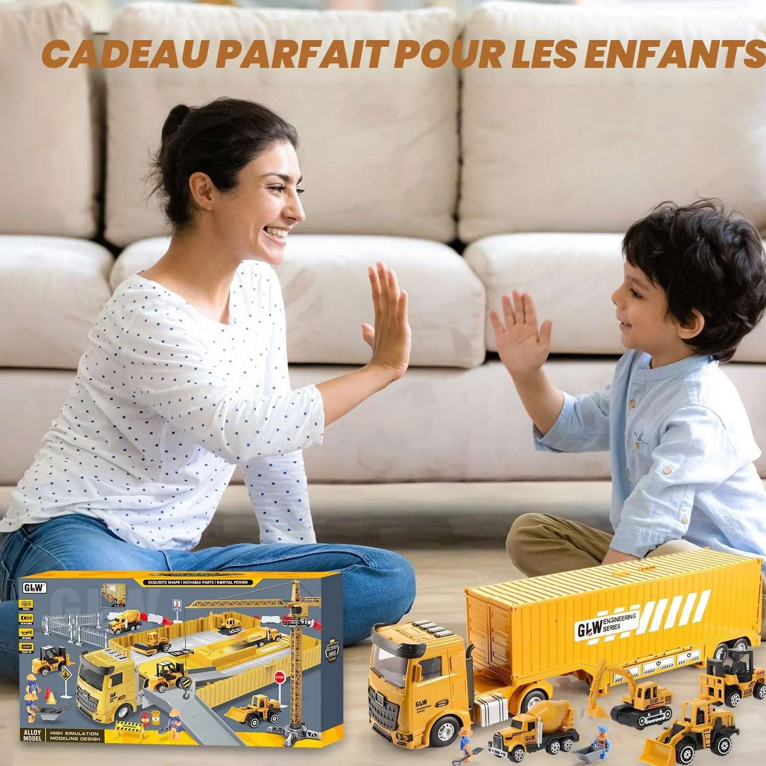 Véhicules de chantier pour garçons 3-7 ans - Camions, grues, pelles, bennes - Jouets de construction