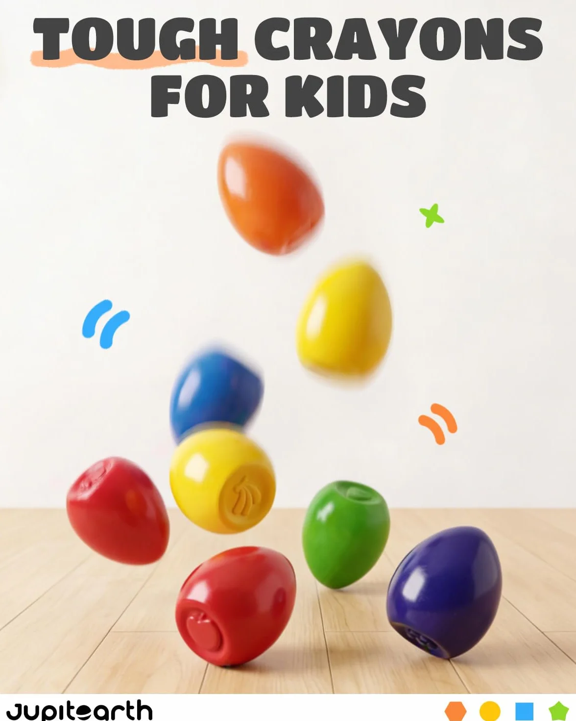 JUPITEARTH 12 couleurs Craies d’œufs pour tout-petits 1–3 ans, non toxiques, lavables, crayons géants
