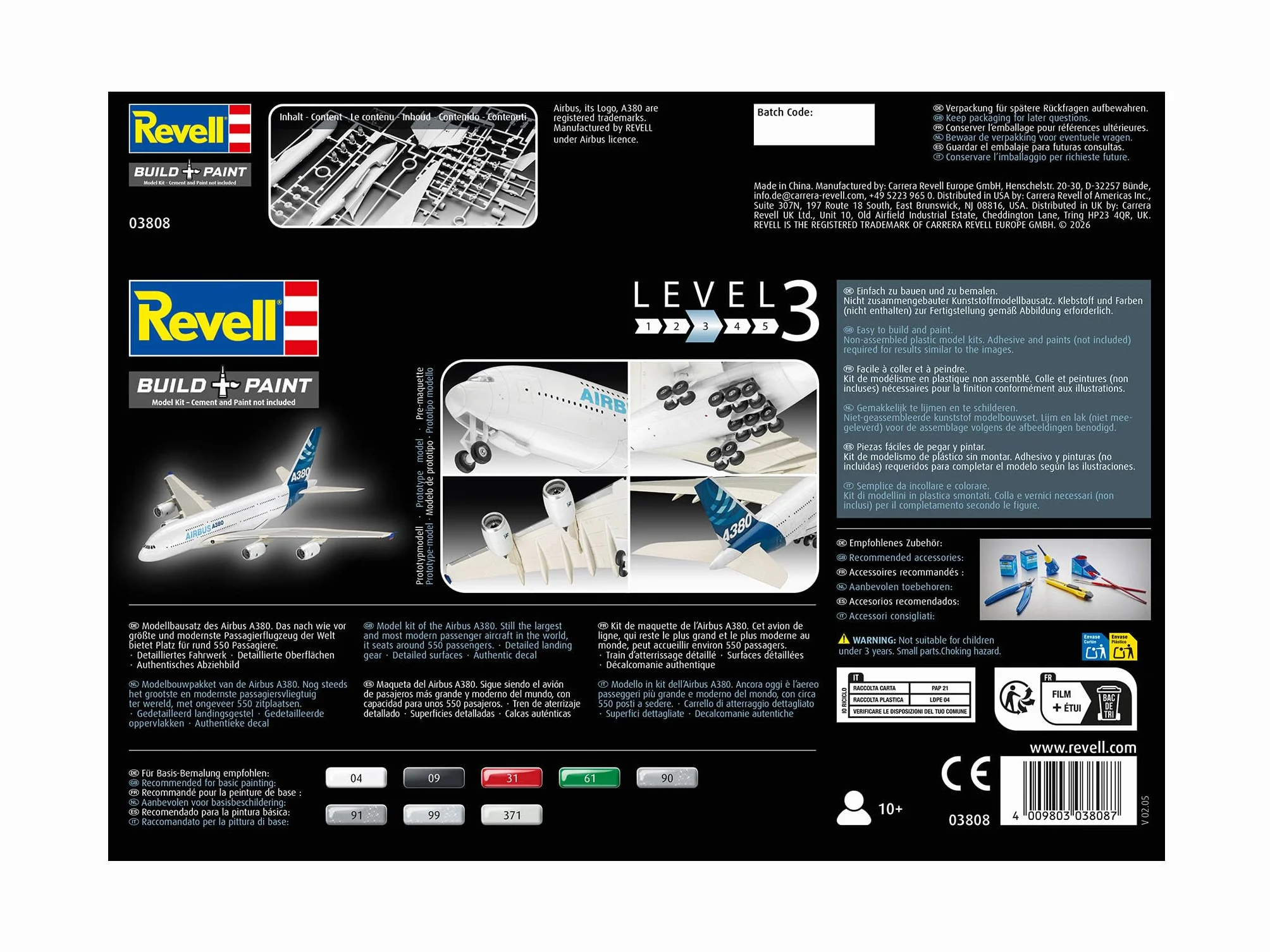 Revell Airbus A380 Maquette en plastique échelle 1:288 blanc