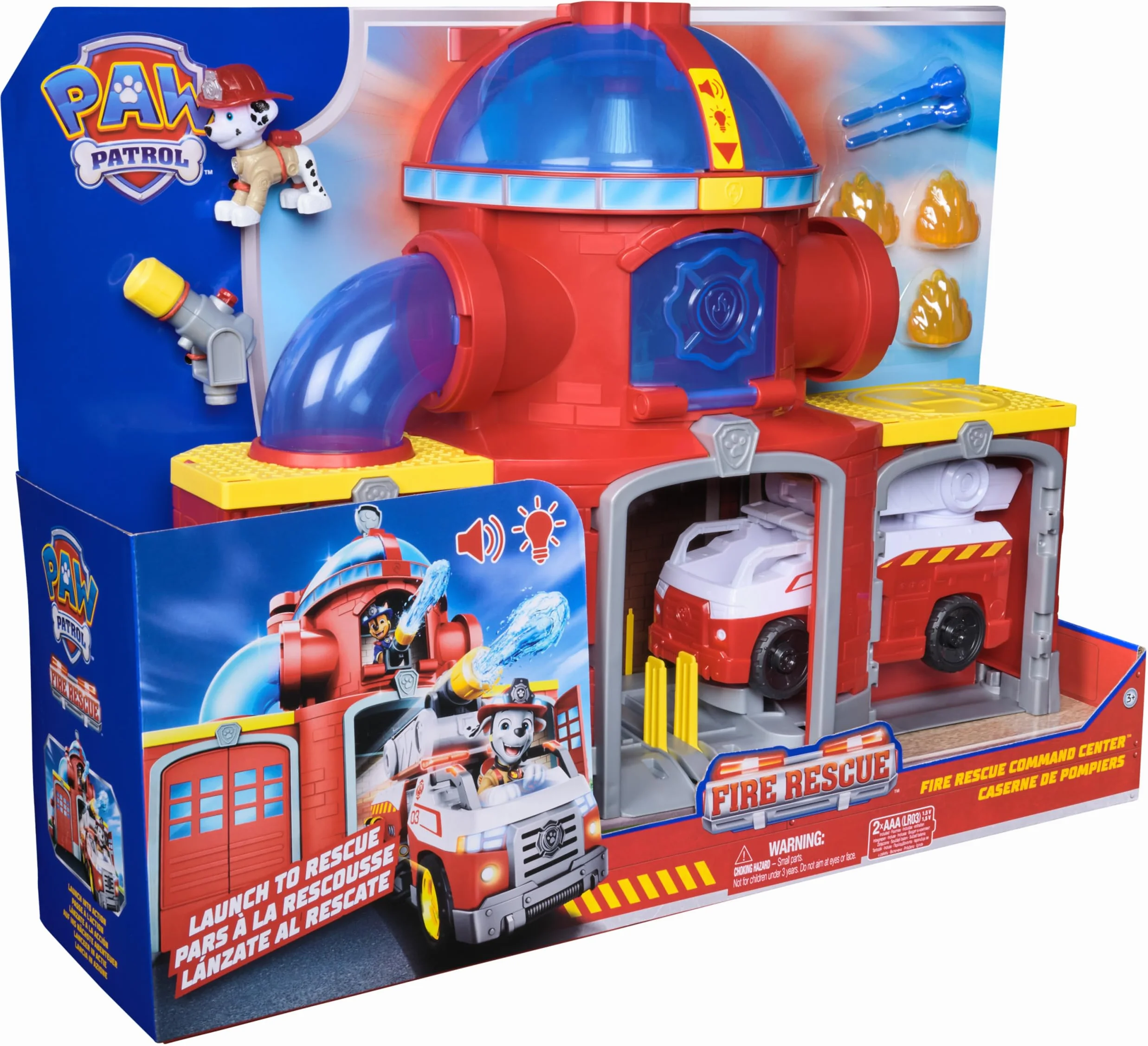 Paw Patrol Pat Patrouille Caserne De Pompiers Fire Rescue Voiture Figurine Marcus Effets Sonores Lumineux Jouet Enfant 3 Ans