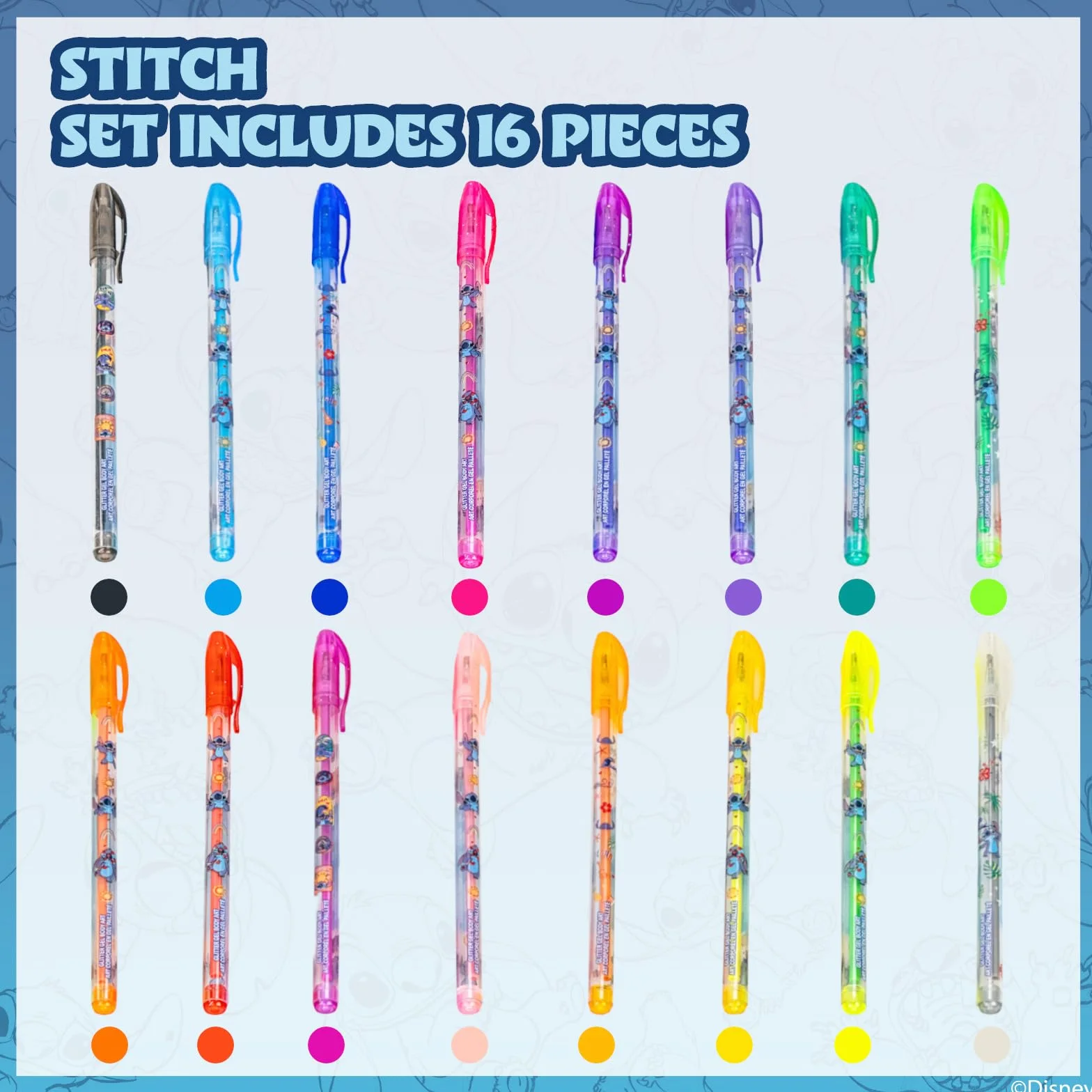 Stitch Set Art Corporel Paillettes 16 pcs Filles 3+