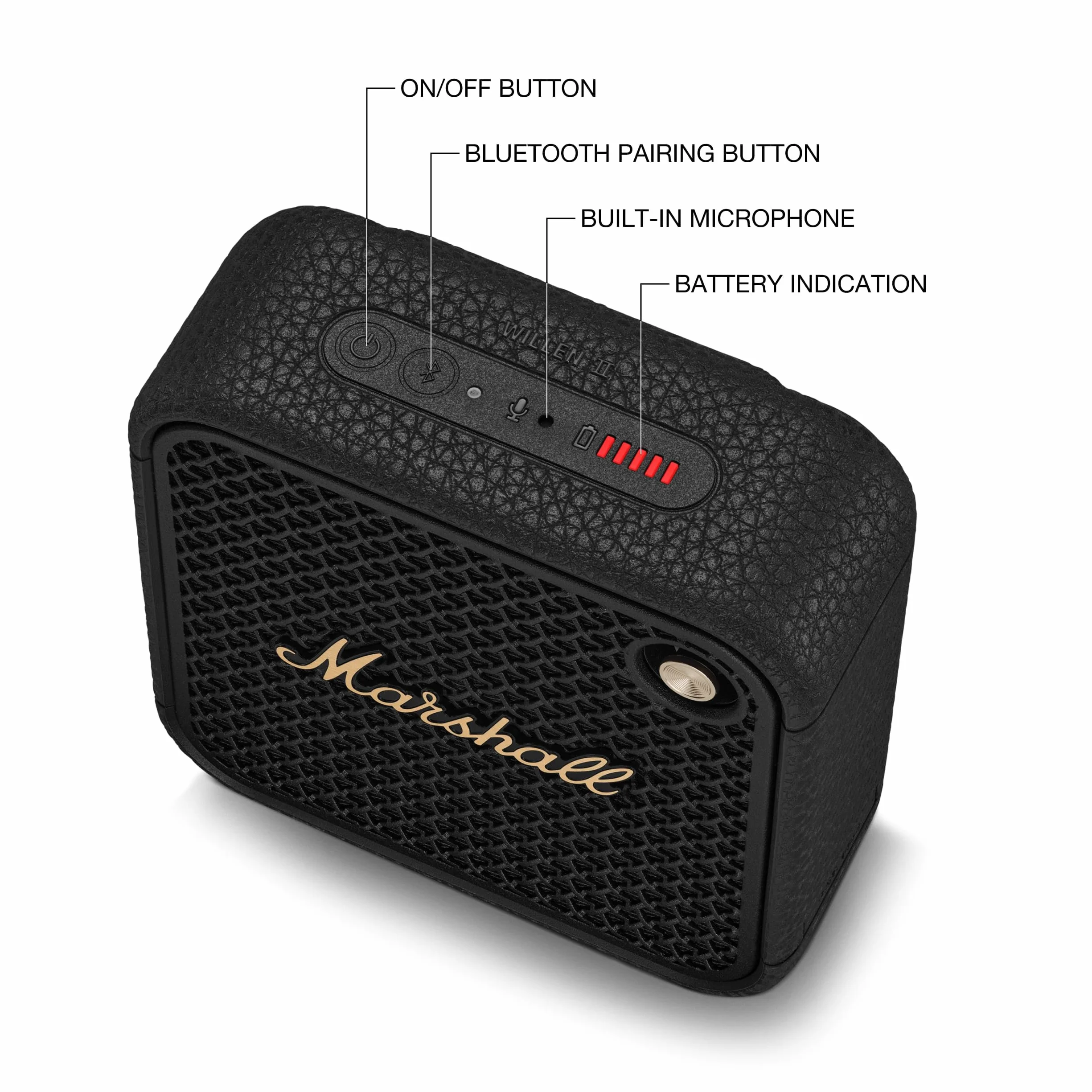 Marshall Willen II Bluetooth sans Fil Haut-parleur IP67 étanche 17 Heures Noir Laiton