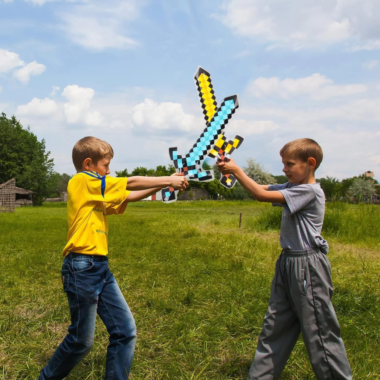 Gonflables Épées Set 63 cm Pixel Épée Gonflable Enfant Pirate Fête Accessoires