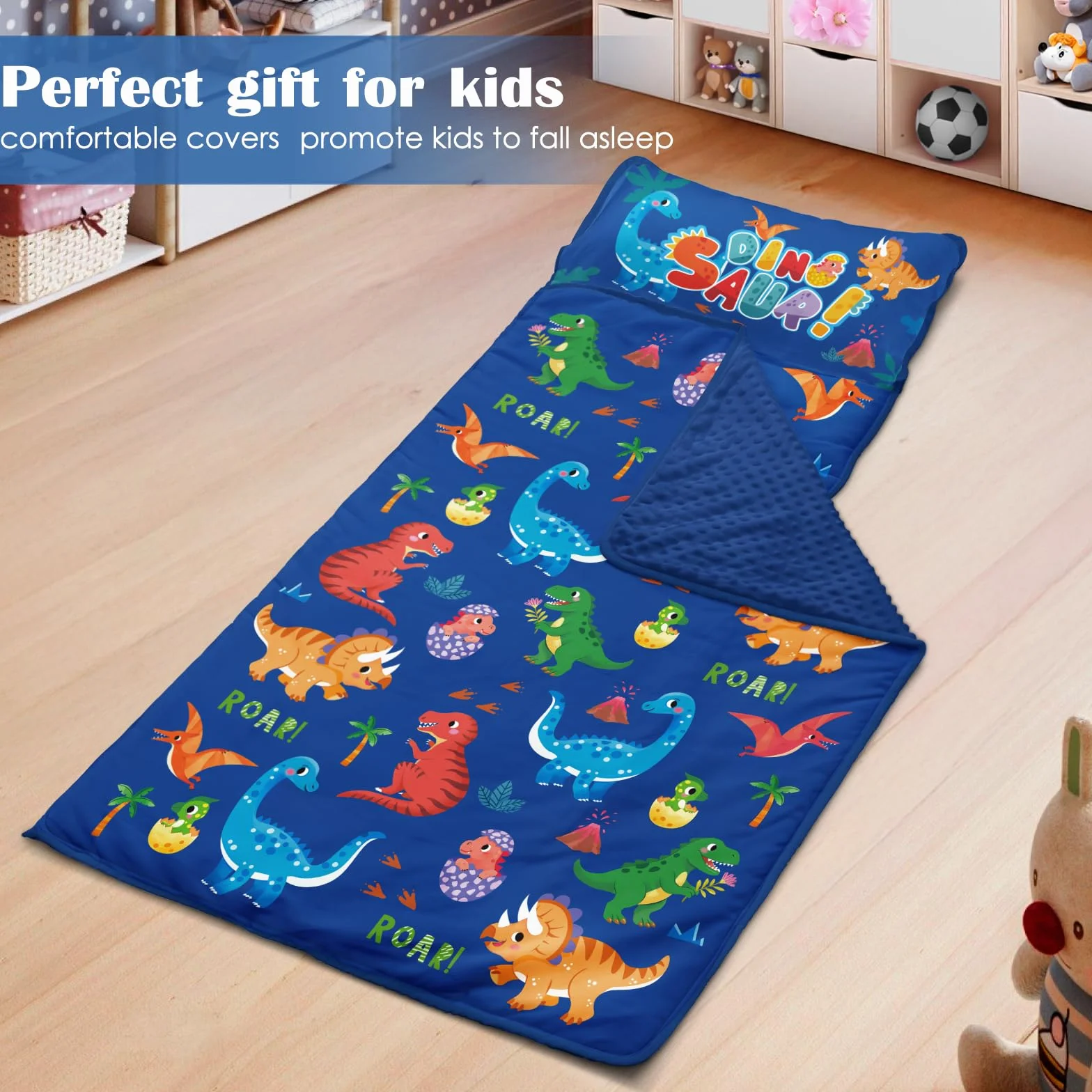 Tapis de Sieste Enfants avec Oreiller et Couverture Amovibles Sac de Couchage 2 en 1 Très Épais