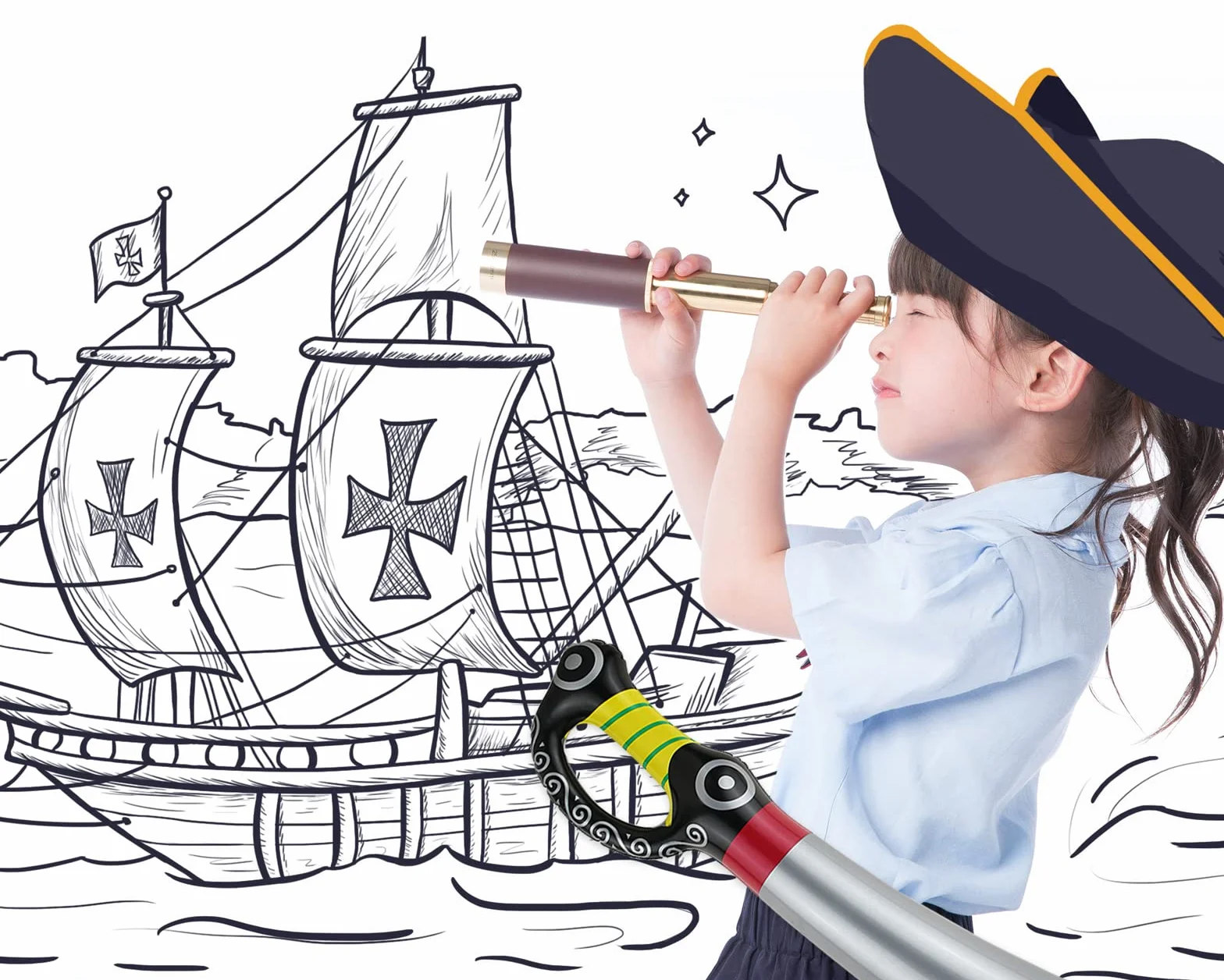 Épée Gonflable de Pirate - Décorations de Fête - Jouet Gonflable pour Enfants et Adultes (6 Pièces)