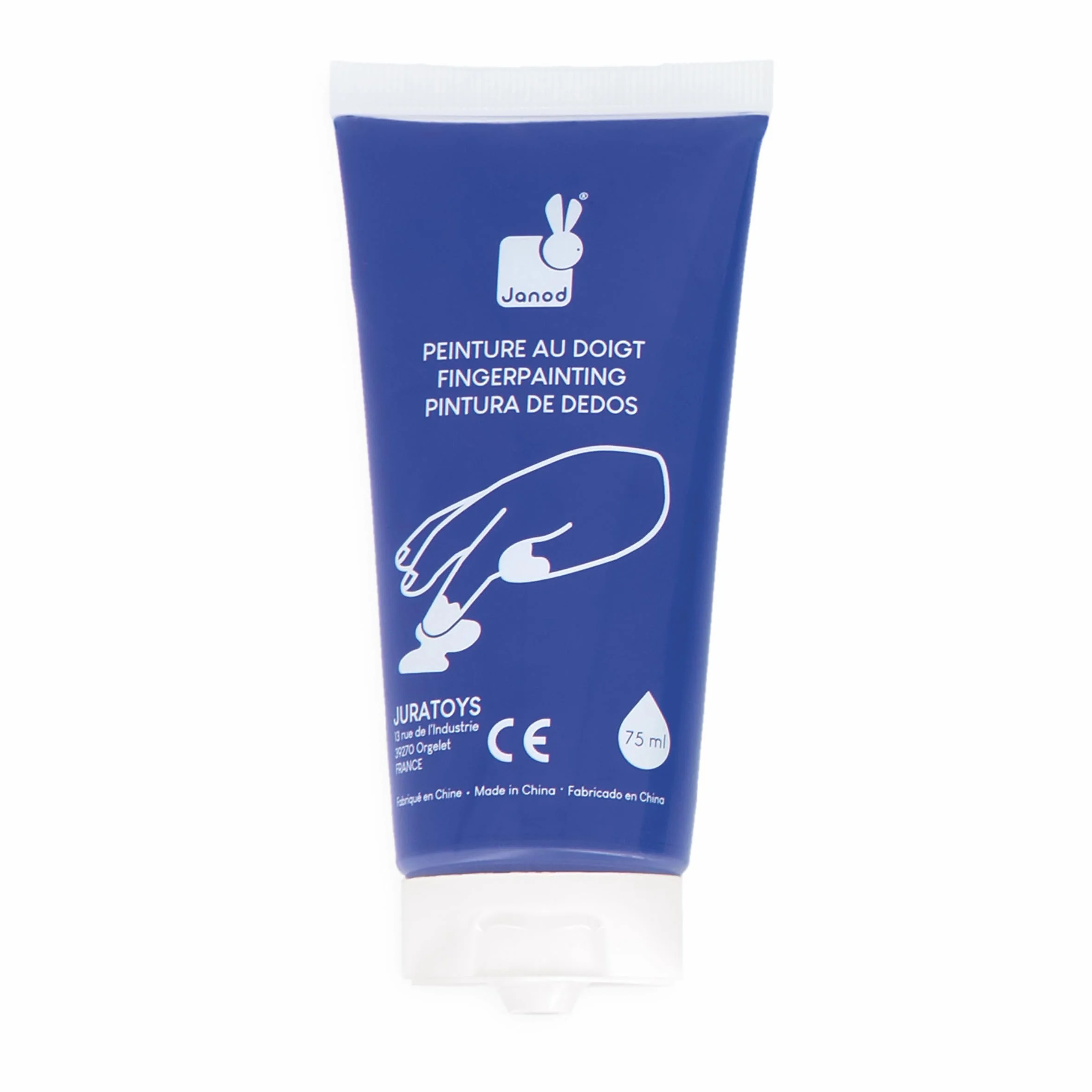 Janod 5 Tubes de Peinture au Doigt pour Bébé 75 ml Testé Dermatologiquement Dès 12 Mois