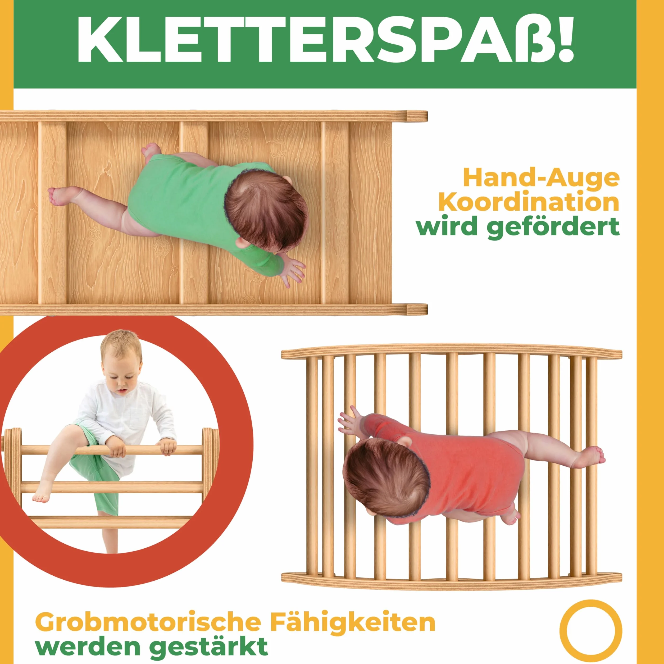 Kidiz Ensemble de jeu Montessori 7en1 avec structure d'escalade, toboggan, triangle d'escalade en bois | Aire de jeux intérieure