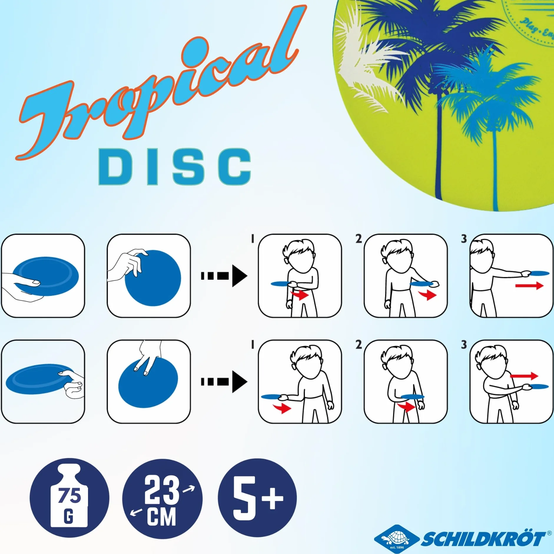 Schildkröt Frisbee Tropical Disque à Lancer en Mousse Solide Ø 23 cm Revêtement en Néoprène Résistant à l'eau Salée 970300