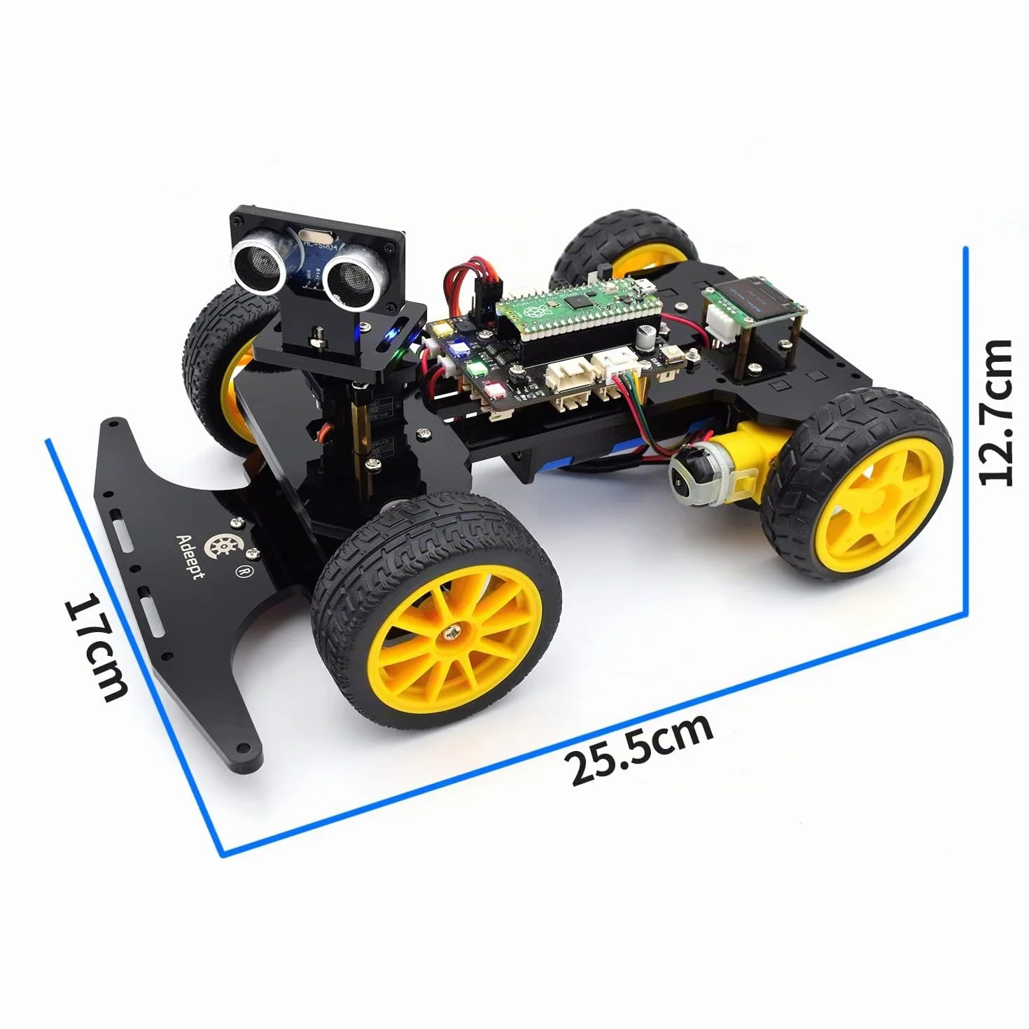 Adeept Kit de Voiture Intelligent pour Raspberry Pi Pico, Suivi de Ligne, évite Les Obstacles, lumière colorée, écran OLED, kit de Voiture Robot éducatif télécommandé STEM IR