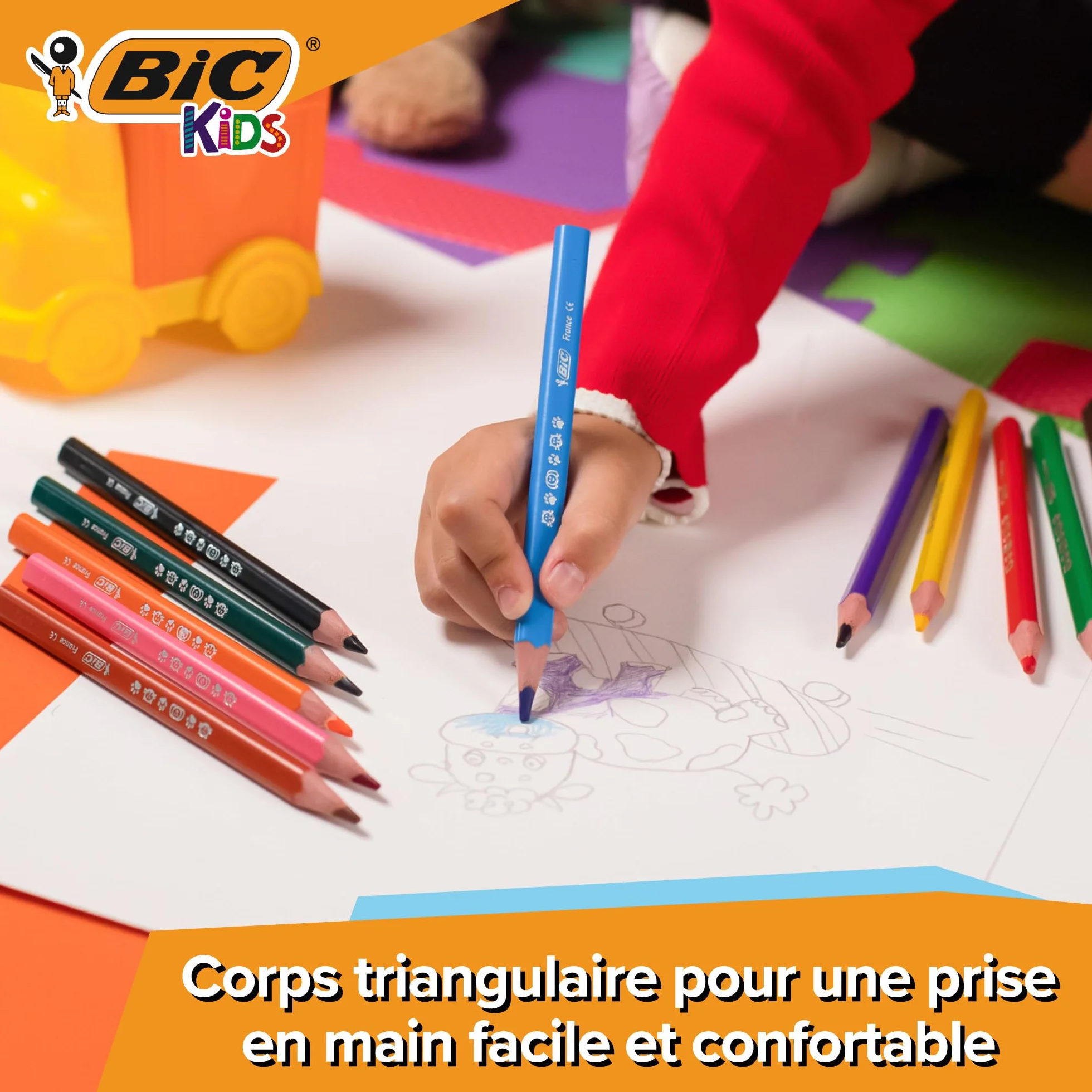 BIC Kids Evolution Triangle ECOlutions Crayons de Couleurs Triangulaires, Etui Carton de 12