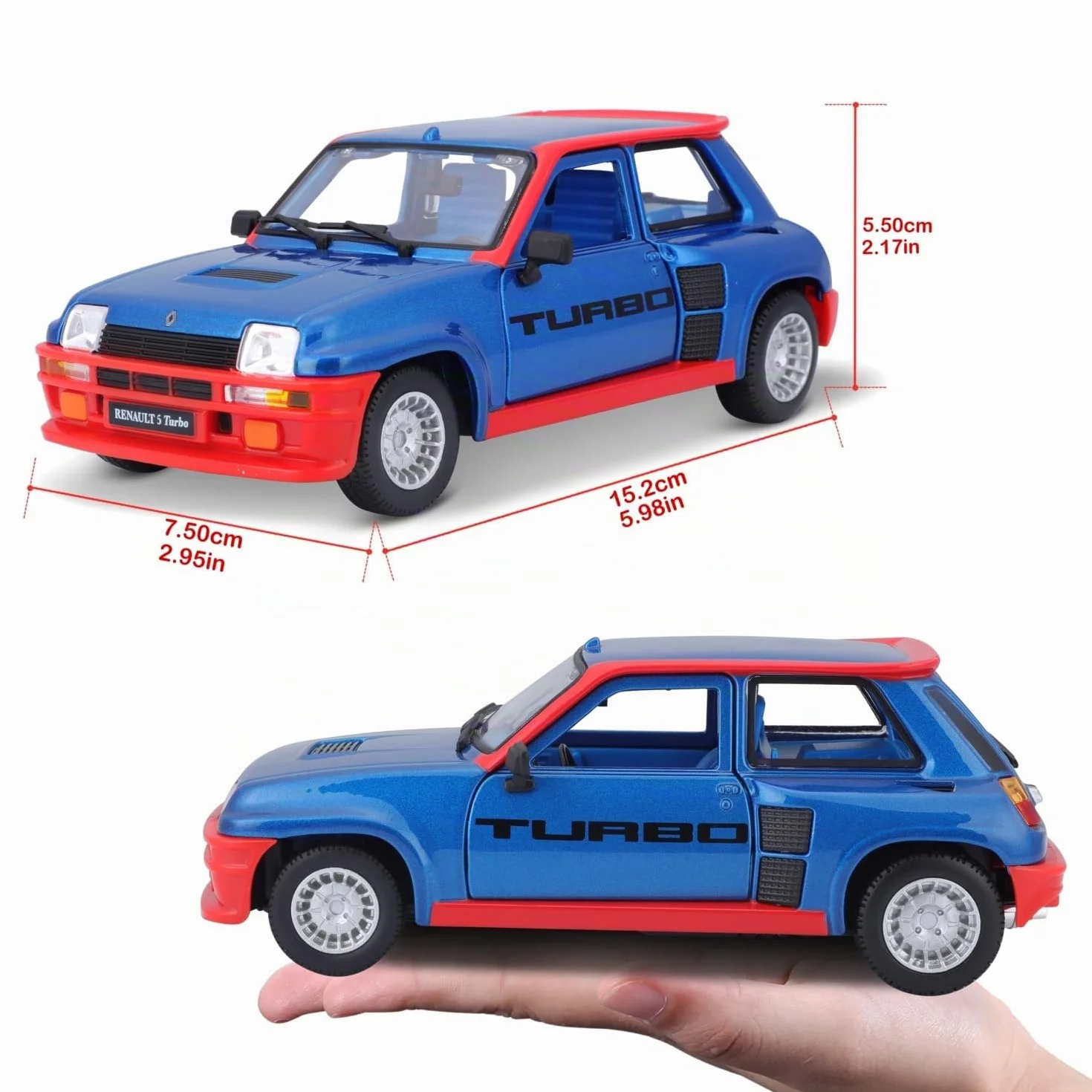 Bburago Renault 5 Turbo 1:24 Miniature Portes Ouvrables Bleu Rouge