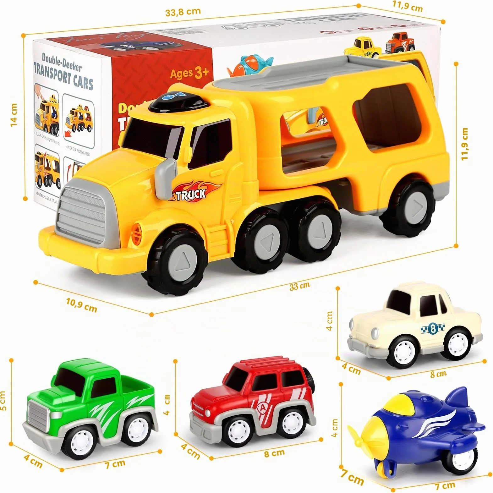 Jouet de Camion pour Enfant 5 en 1 avec Sons et Lumières Cadeau de Noël pour 2-4 Ans Garçon Filles