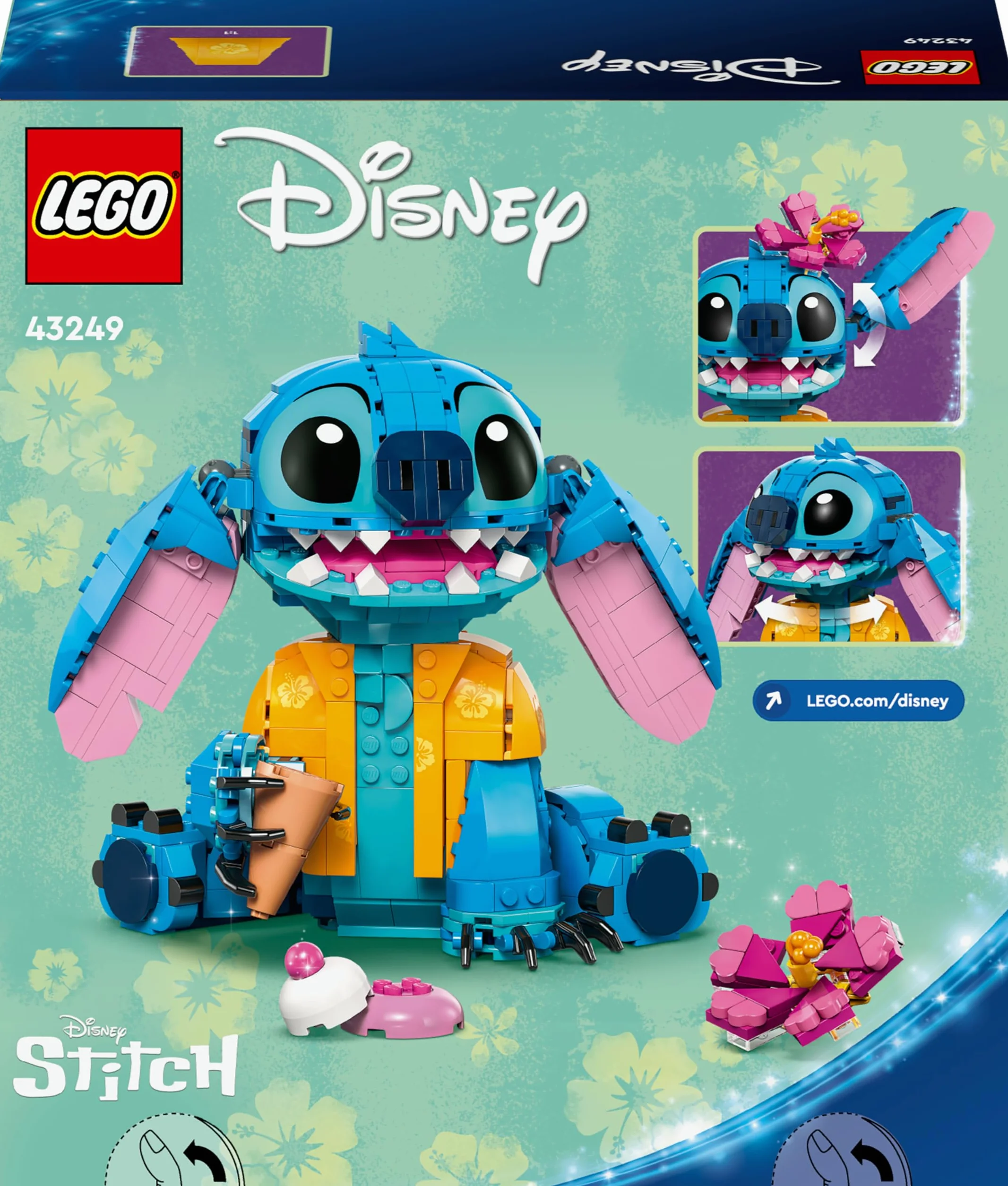 LEGO Disney Stitch 43249 Jouet de Construction Figurine à Exposer avec Cornet de Glace & Fleur pour Enfants dès 9 Ans
