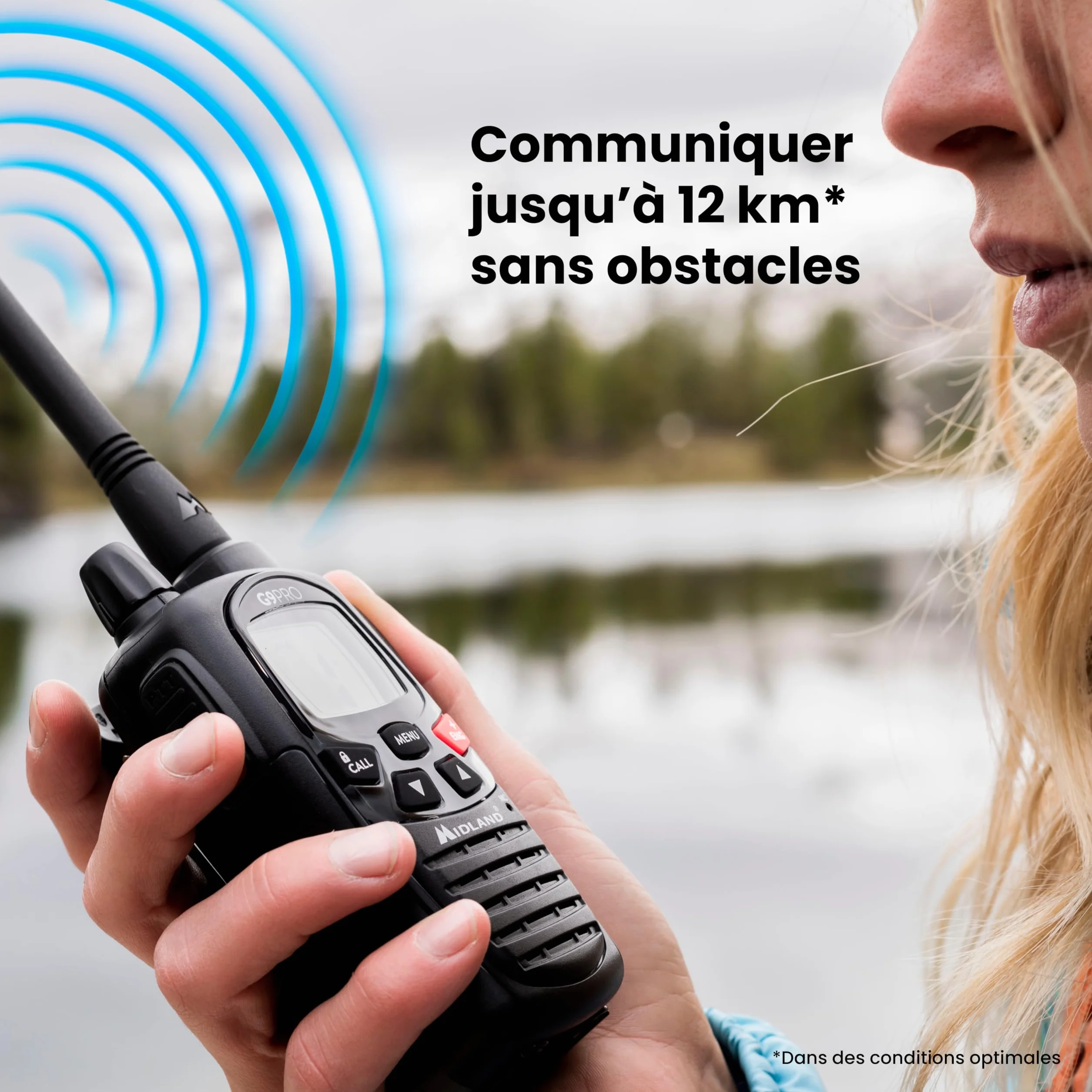 Midland G9 PRO Talkie Walkie Longue Portée 12Km Professionnel IPX4 Étanche 103 Canaux PMR446 LPD Autonomie 23H