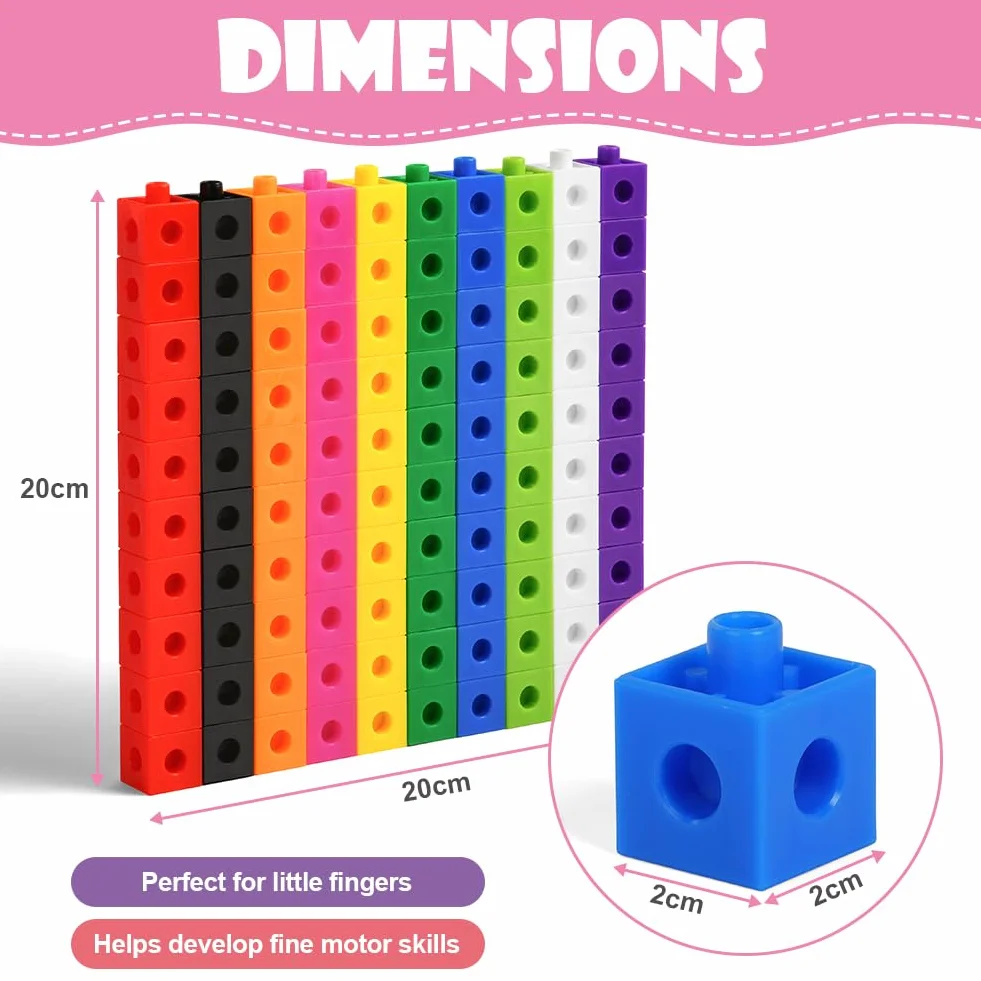 HOTUT Cubes à Emboîter pour Apprendre à Compter Lot de 100 Jeu de Construction Mathématique Éducatif
